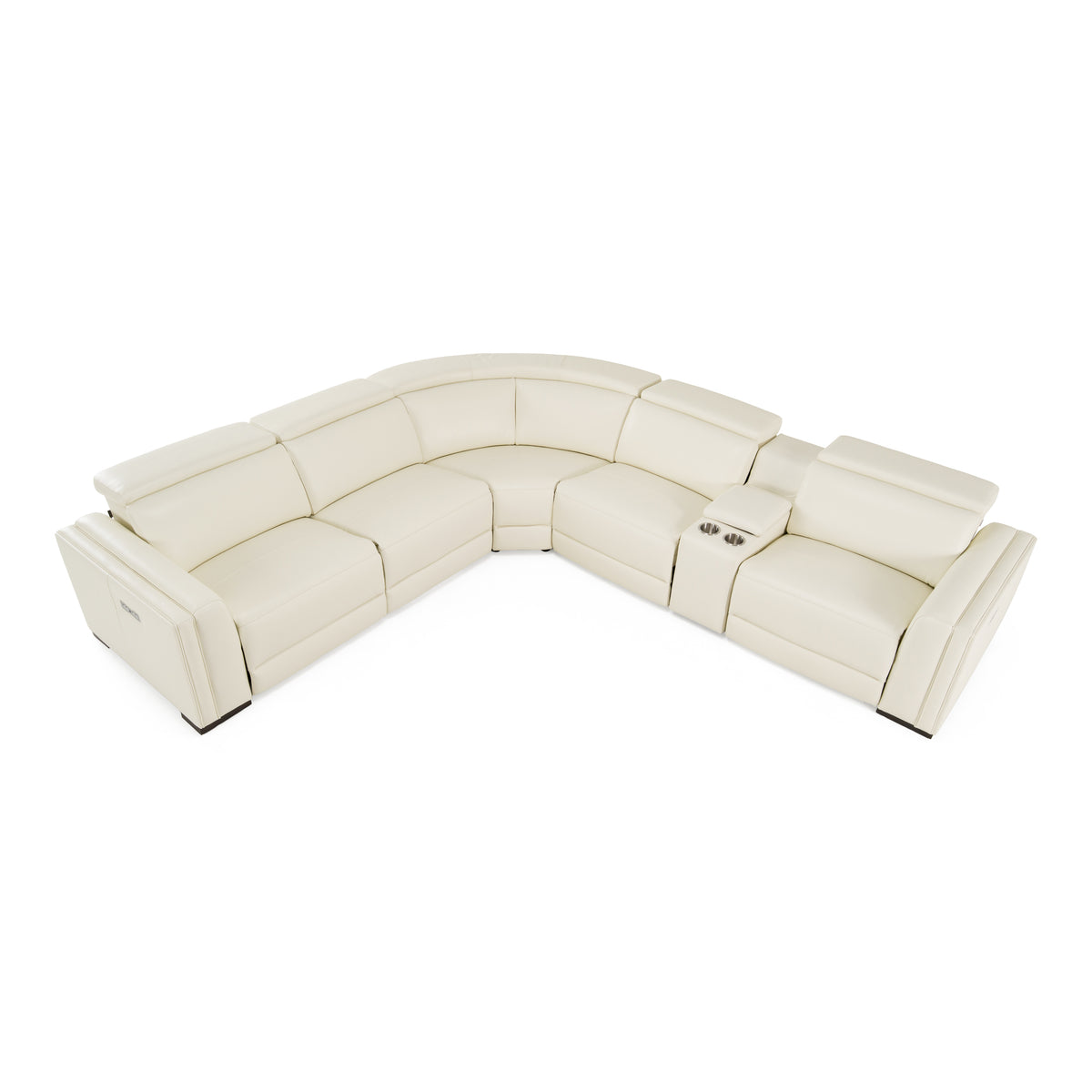 Frazier - Modern Leather Sectional Sofa with 3 Recliners and Console