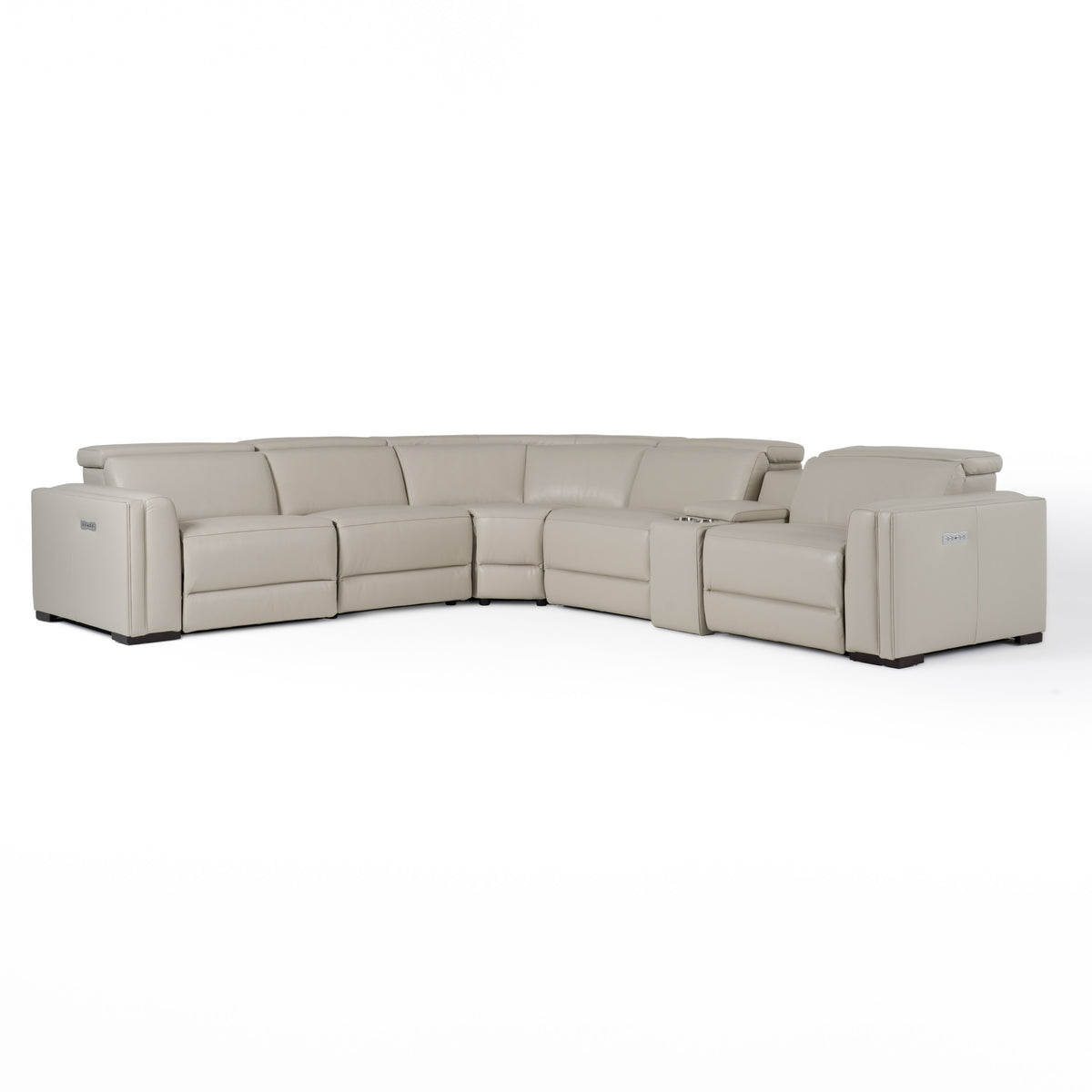 Frazier - Modern Leather Sectional Sofa with 3 Recliners and Console