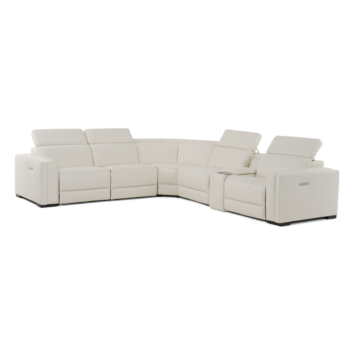Frazier - Modern Leather Sectional Sofa with 3 Recliners and Console