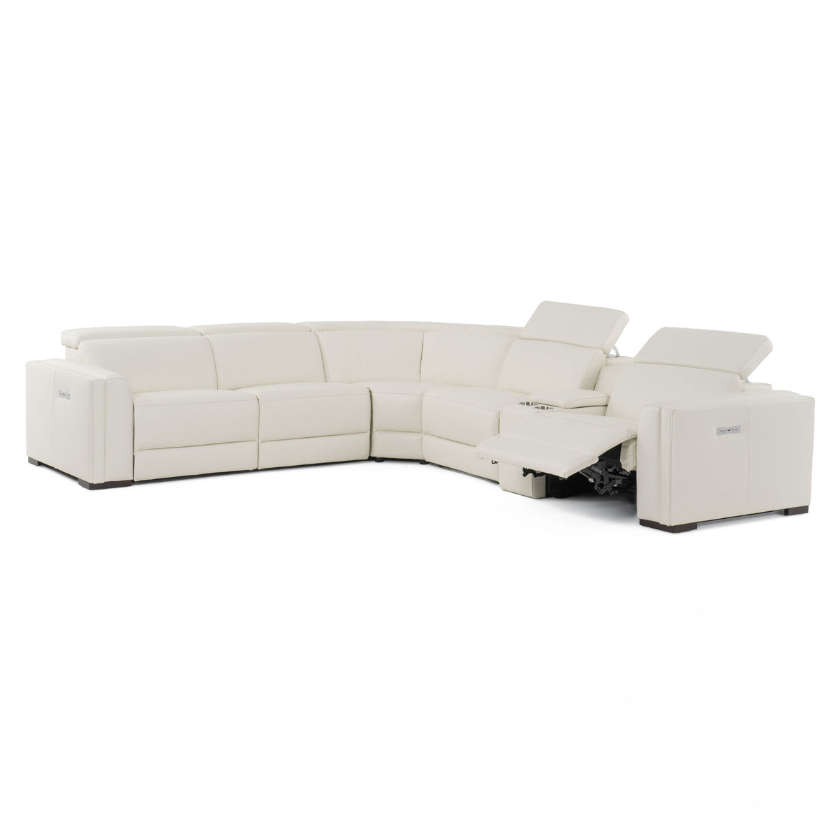 Frazier - Modern Leather Sectional Sofa with 3 Recliners and Console