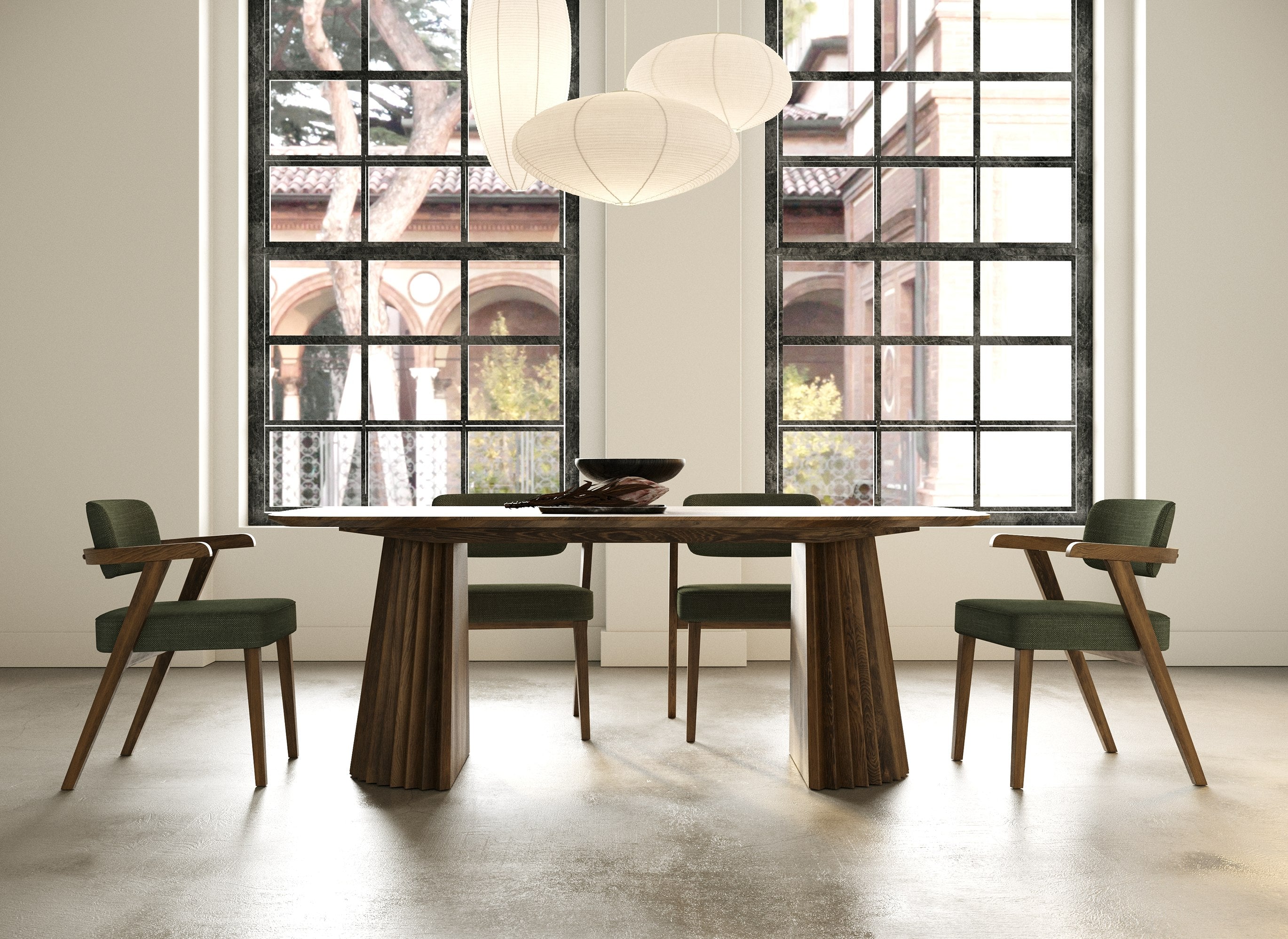 Sacks Mid-Century Modern Herringbone Dining Table