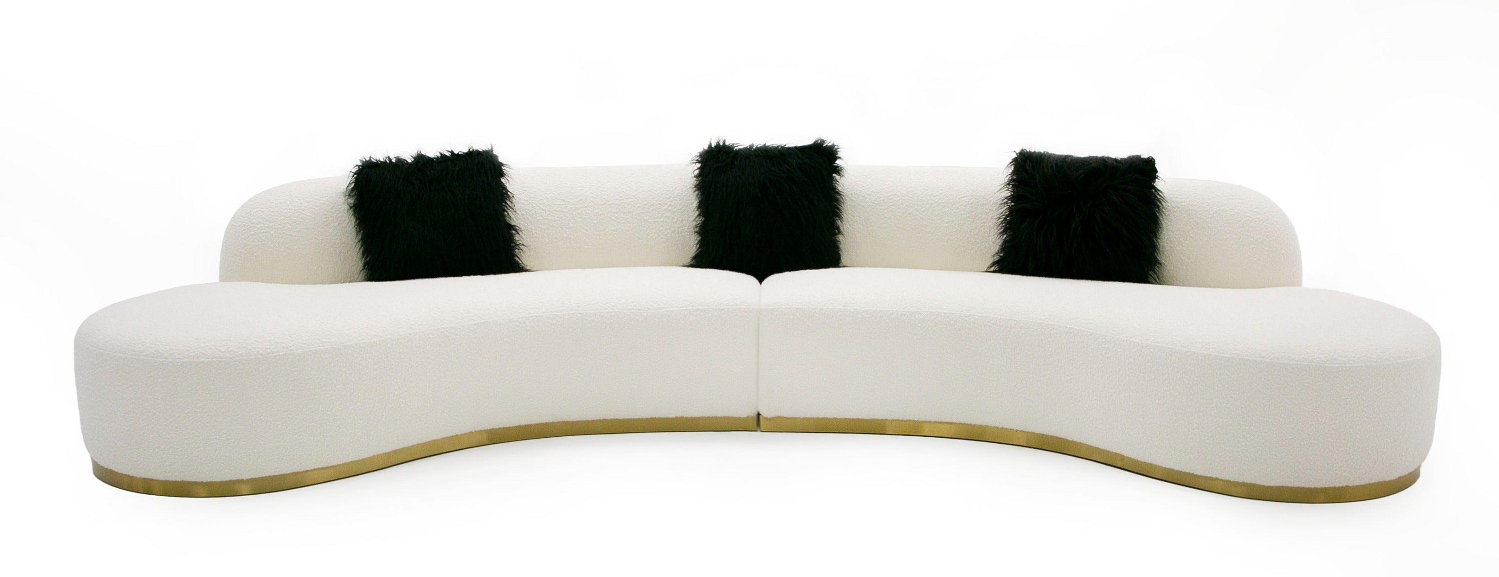 Frontier Glam Fabric Curved Sectional Sofa with Pillows