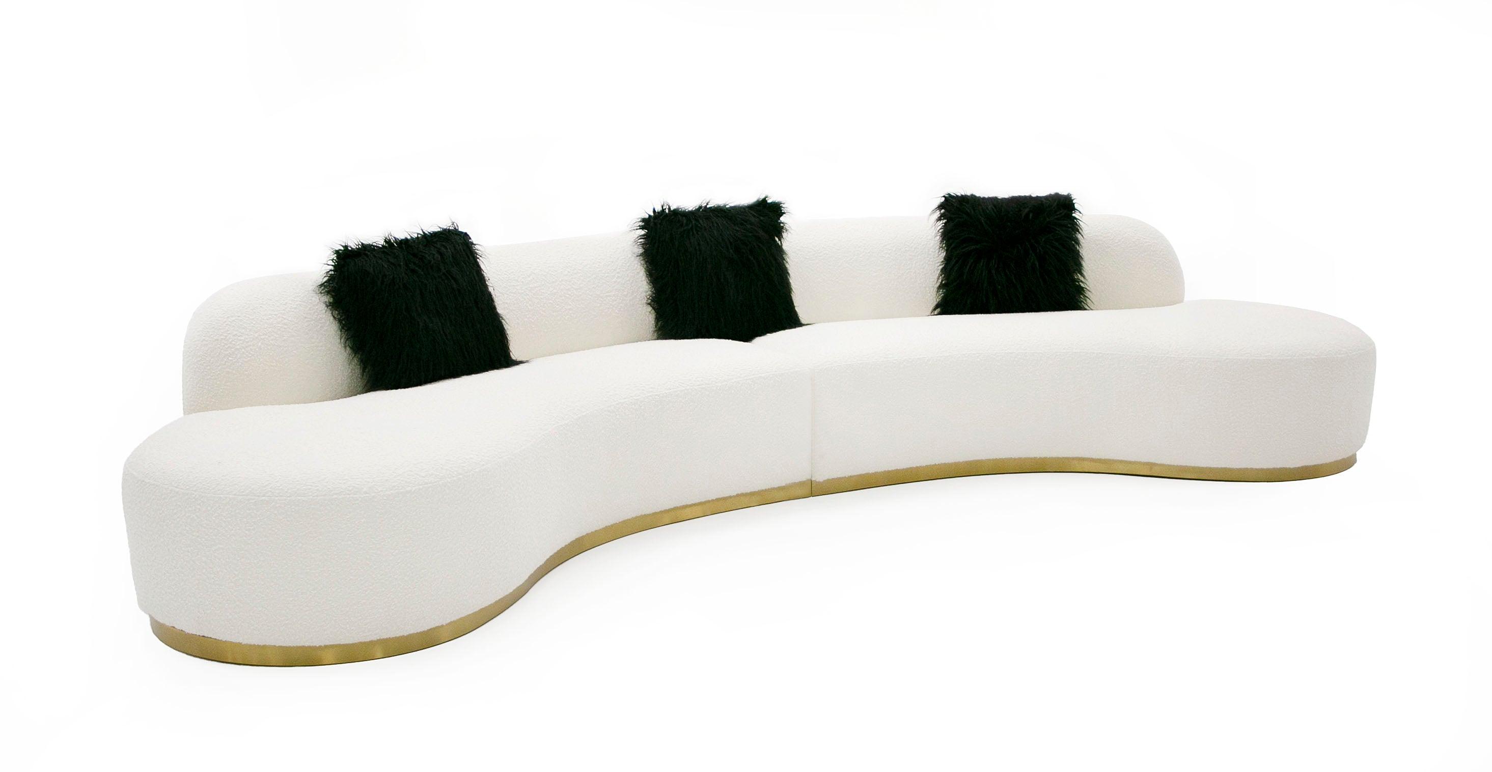 Frontier Glam Fabric Curved Sectional Sofa with Pillows