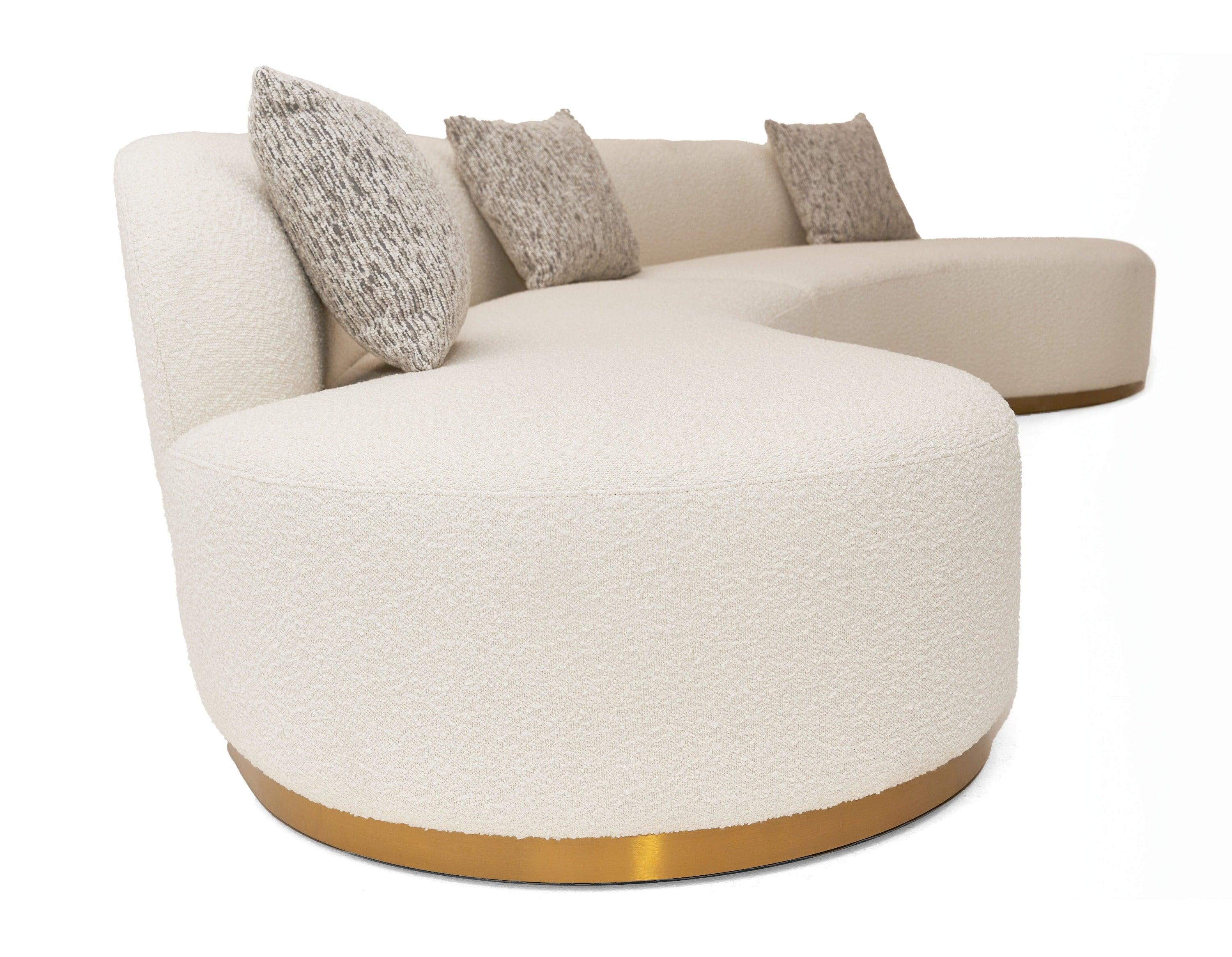 Frontier Glam Fabric Curved Sectional Sofa with Pillows