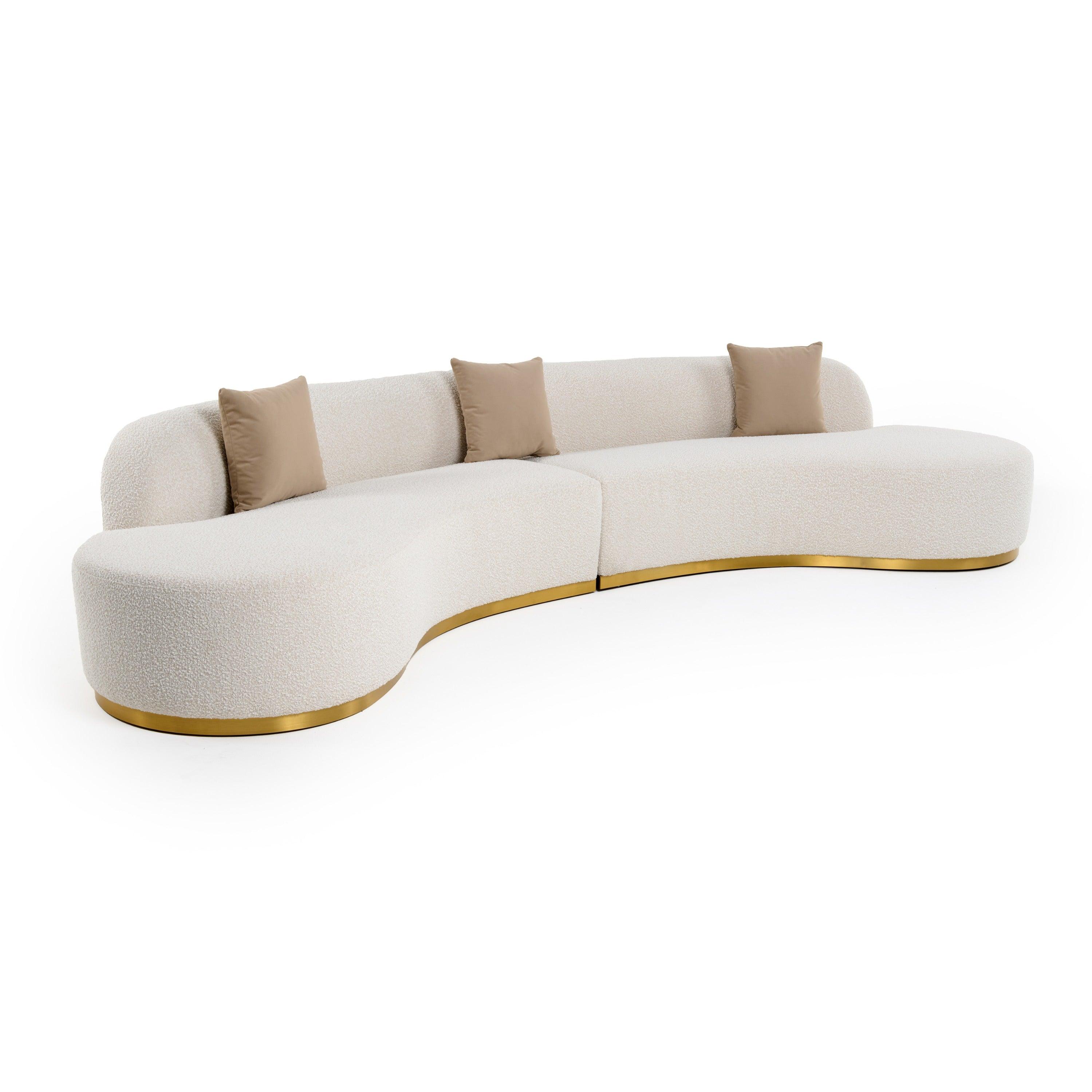 Frontier Glam Fabric Curved Sectional Sofa with Pillows