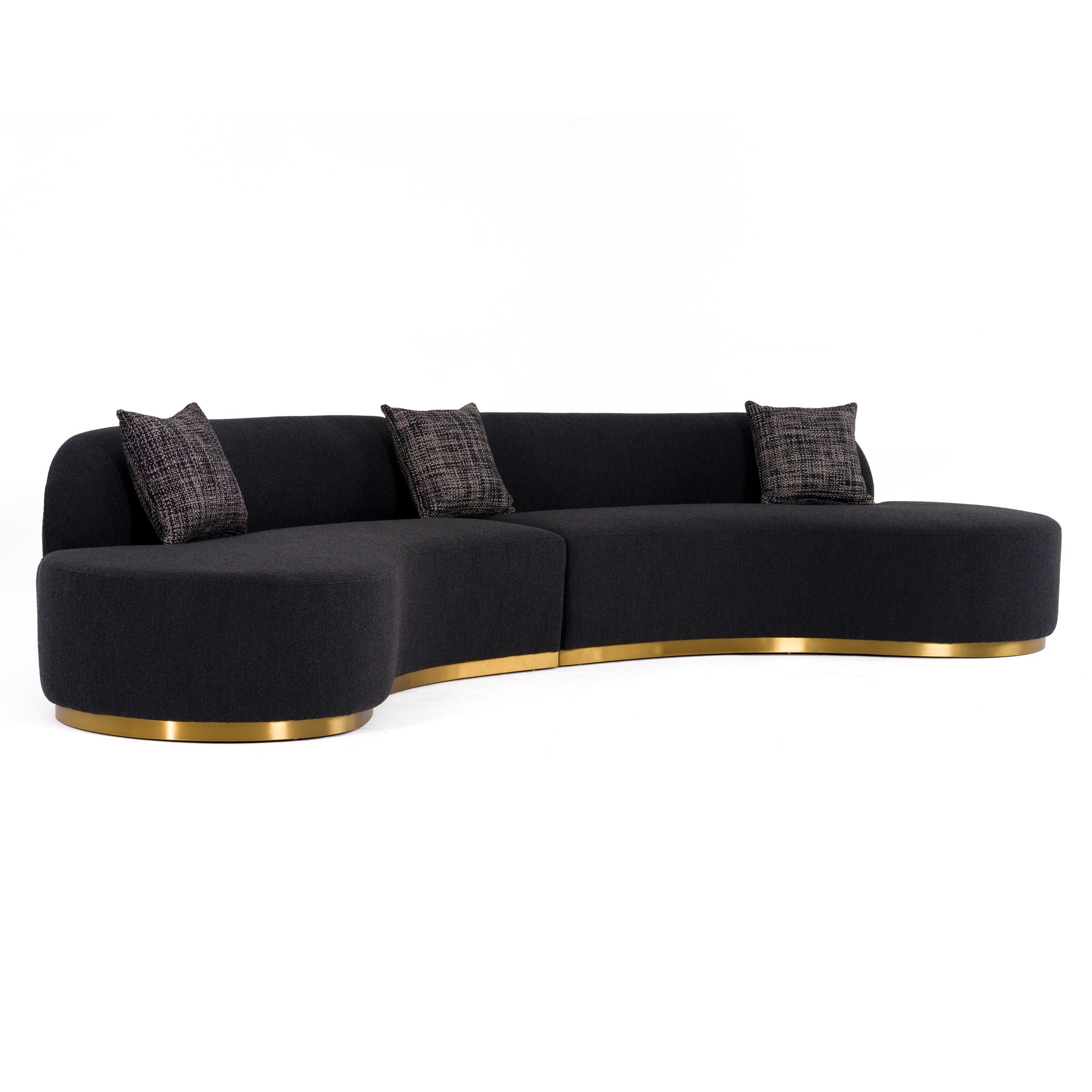 Frontier Glam Fabric Curved Sectional Sofa with Pillows