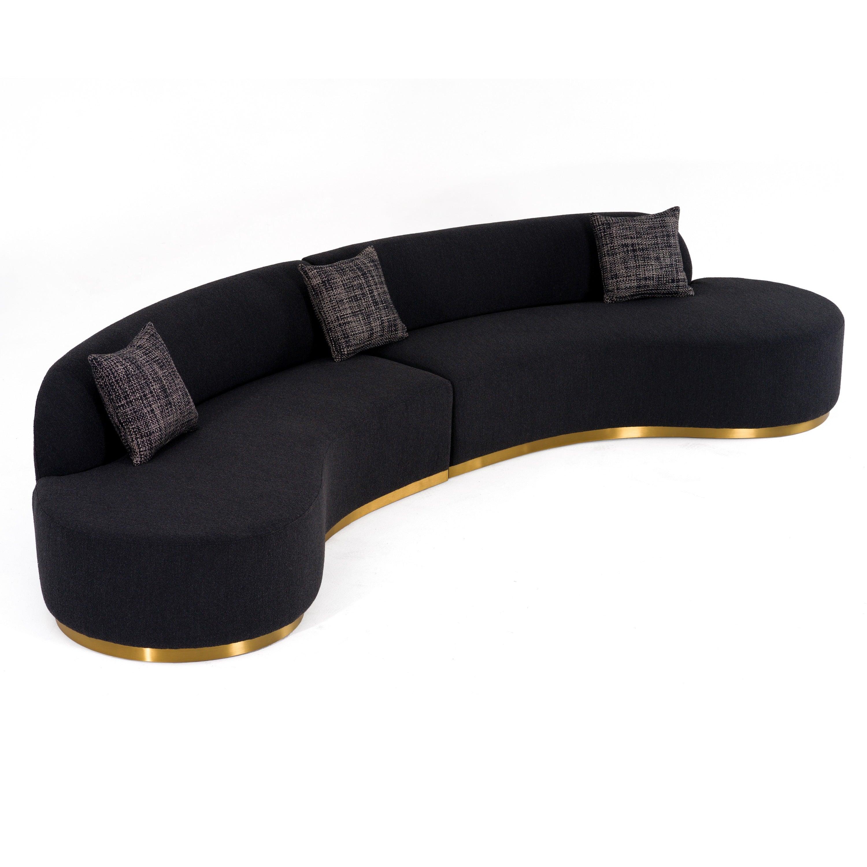 Frontier Glam Fabric Curved Sectional Sofa with Pillows