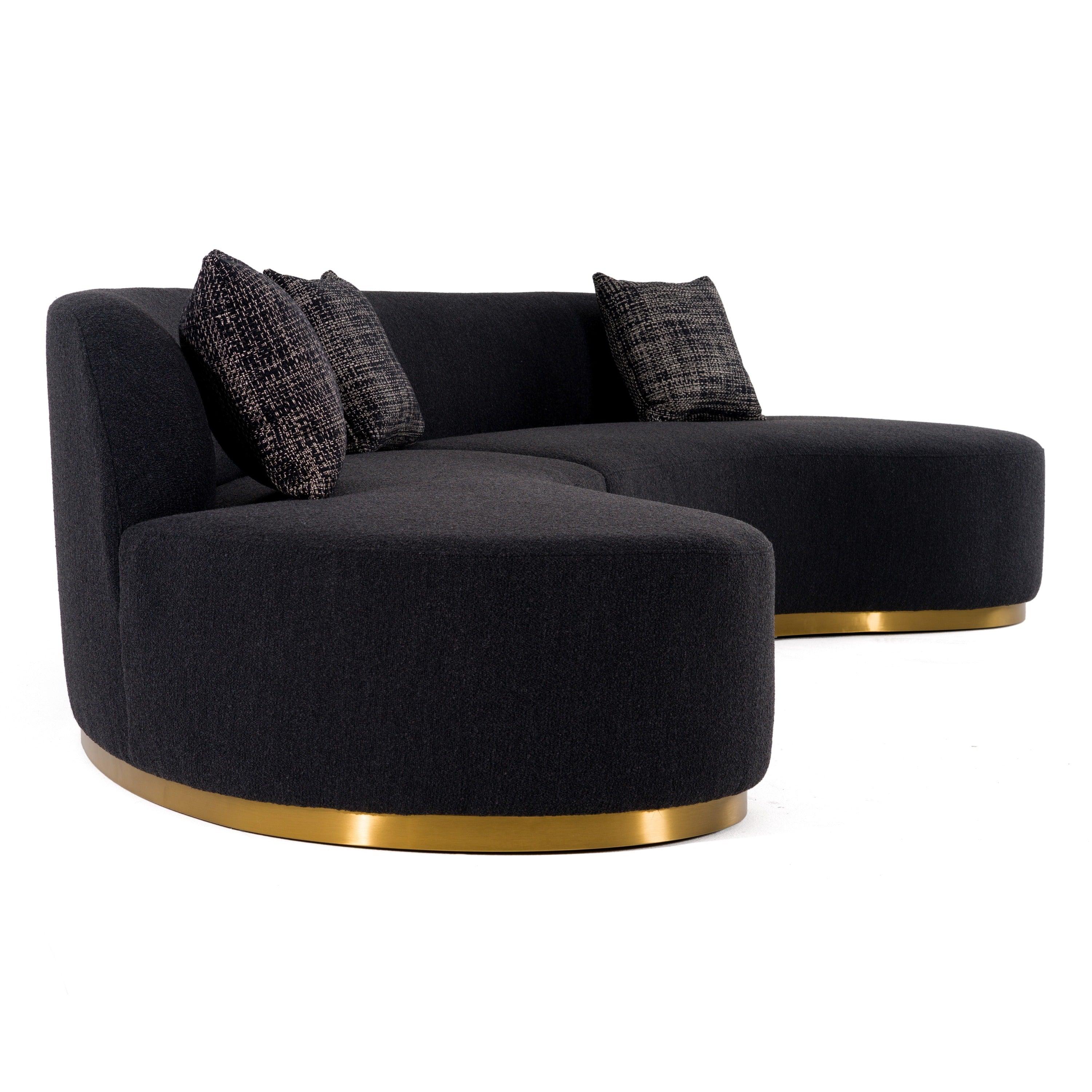 Frontier Glam Fabric Curved Sectional Sofa with Pillows