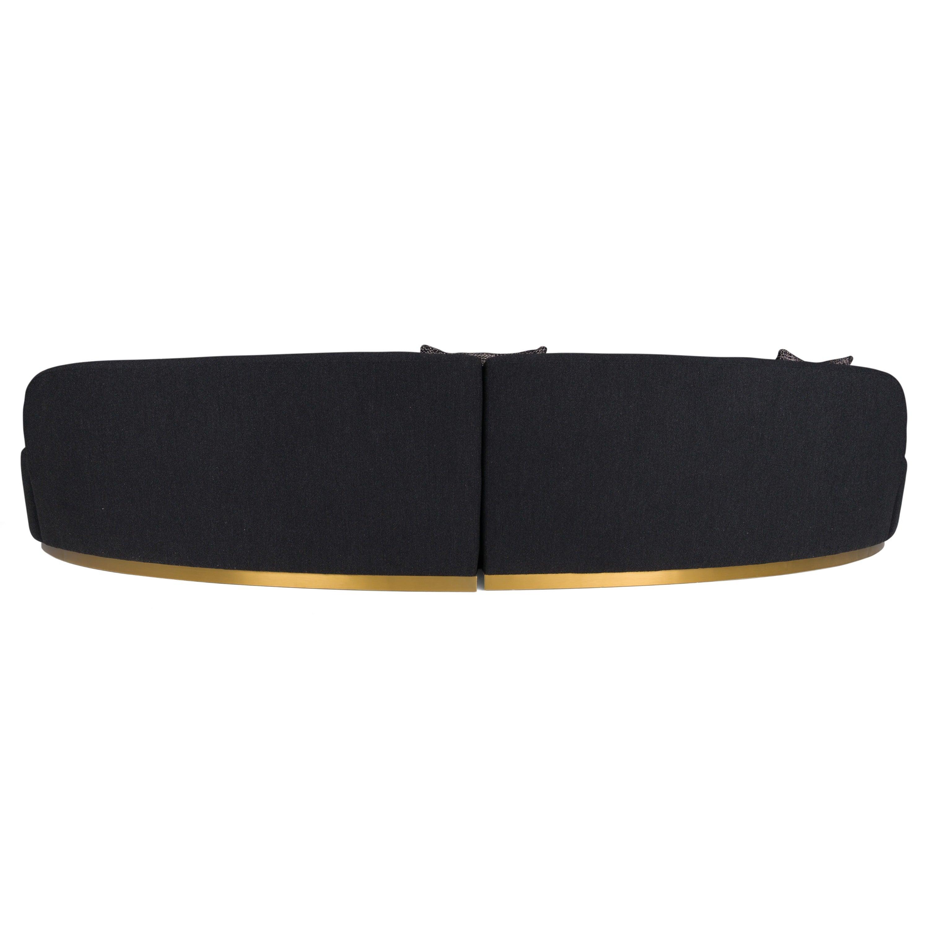 Frontier Glam Fabric Curved Sectional Sofa with Pillows