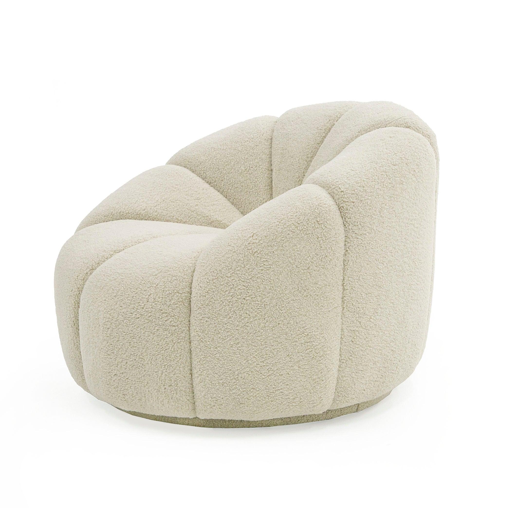 Divani Casa Gadson Contemporary Sherpa Swivel Chair Accent Chair
