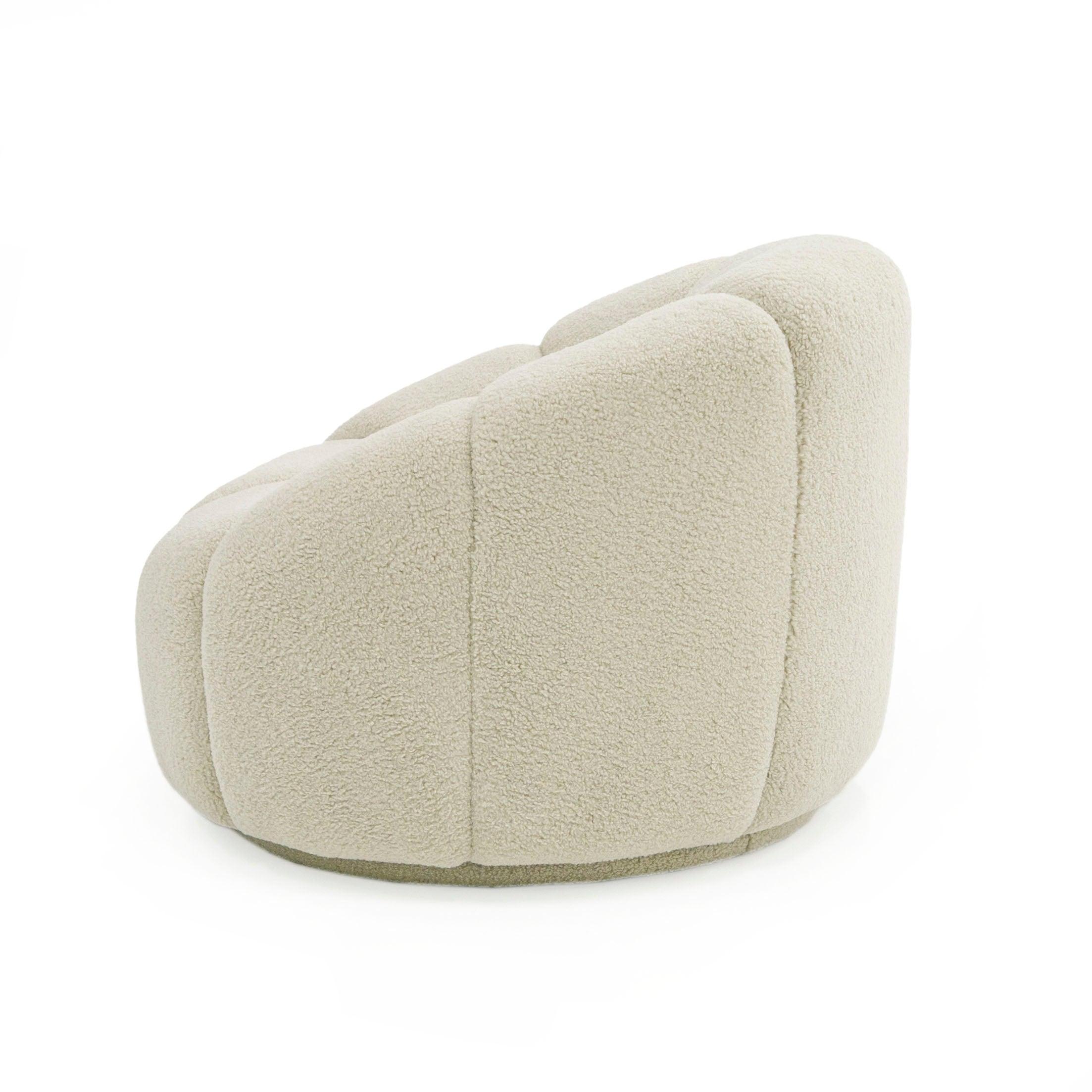 Divani Casa Gadson Contemporary Sherpa Swivel Chair Accent Chair