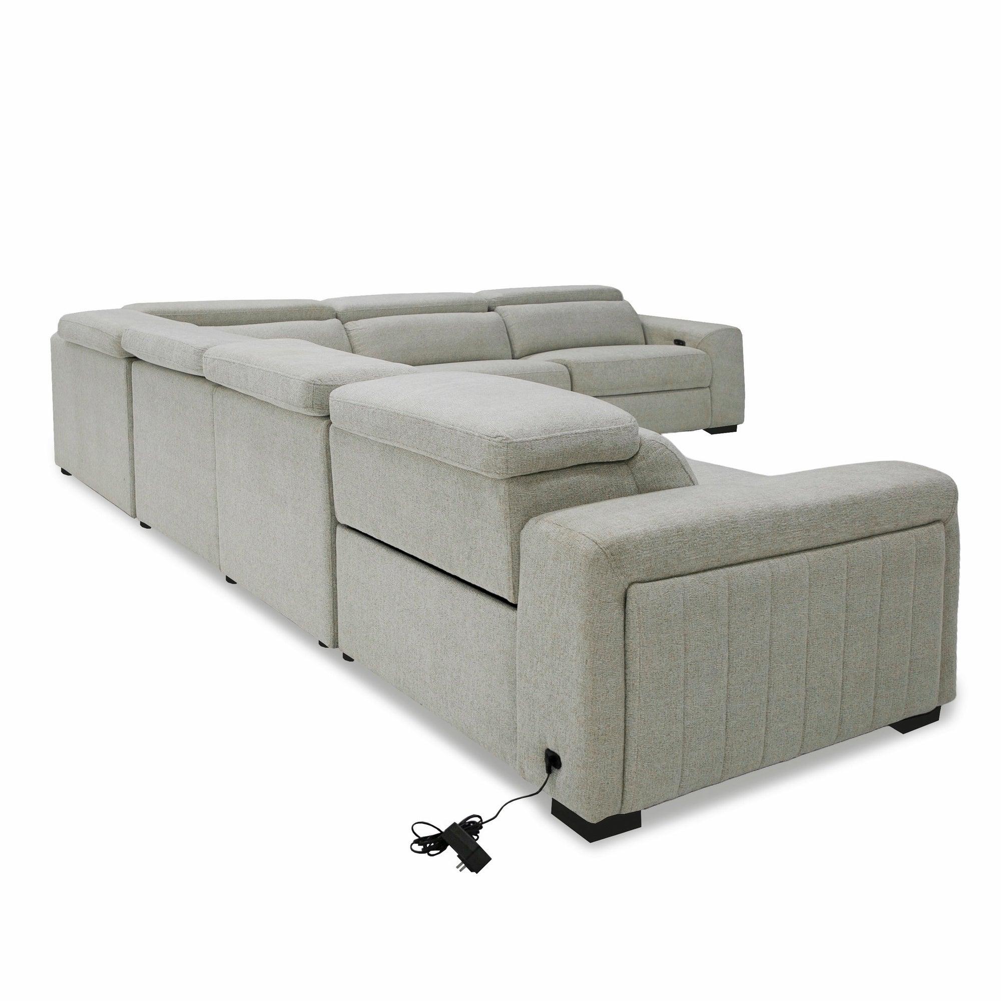 Gering Modern Fabric Sectional Sofa With 2 Power Recliners