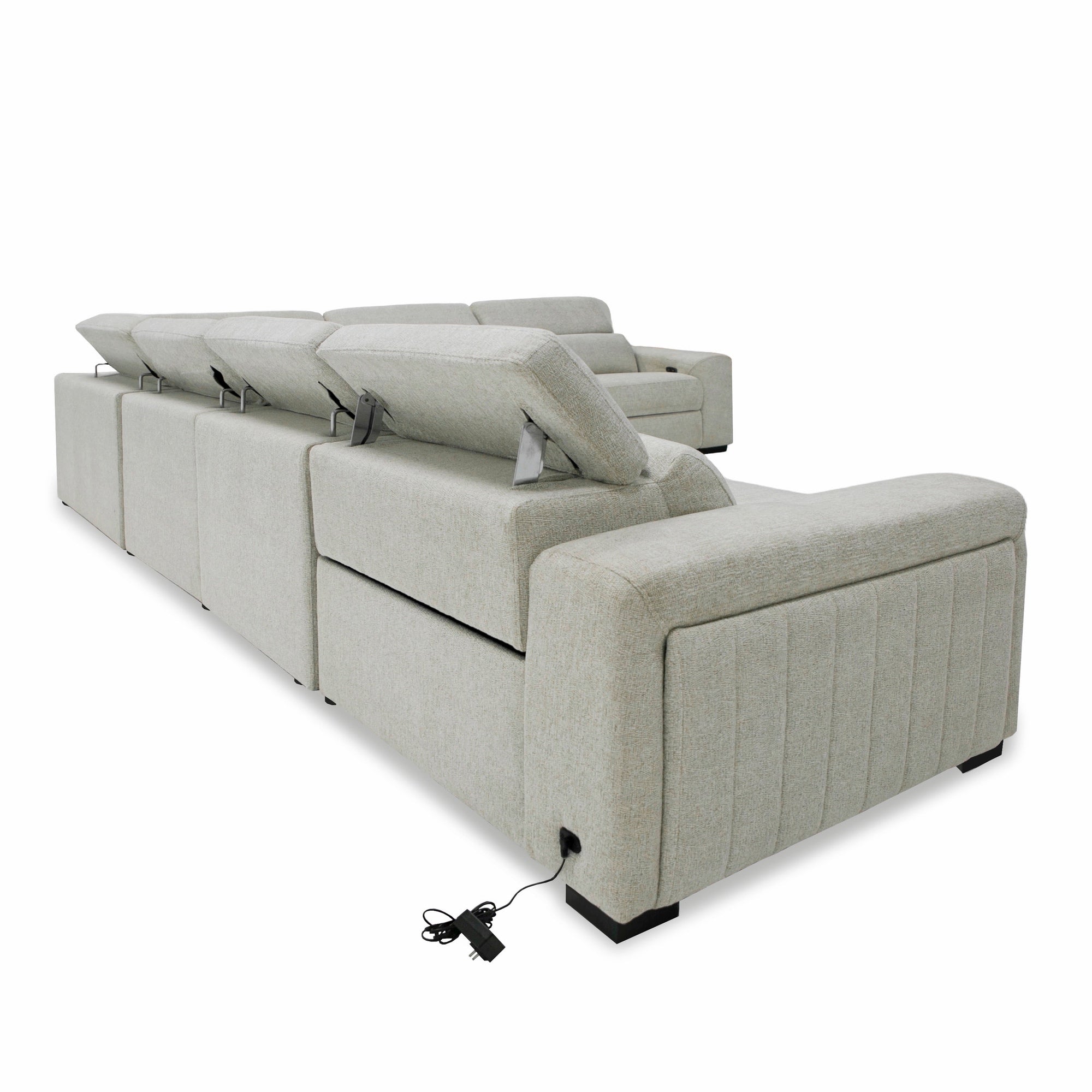 Gering Modern Fabric Sectional Sofa With 2 Power Recliners