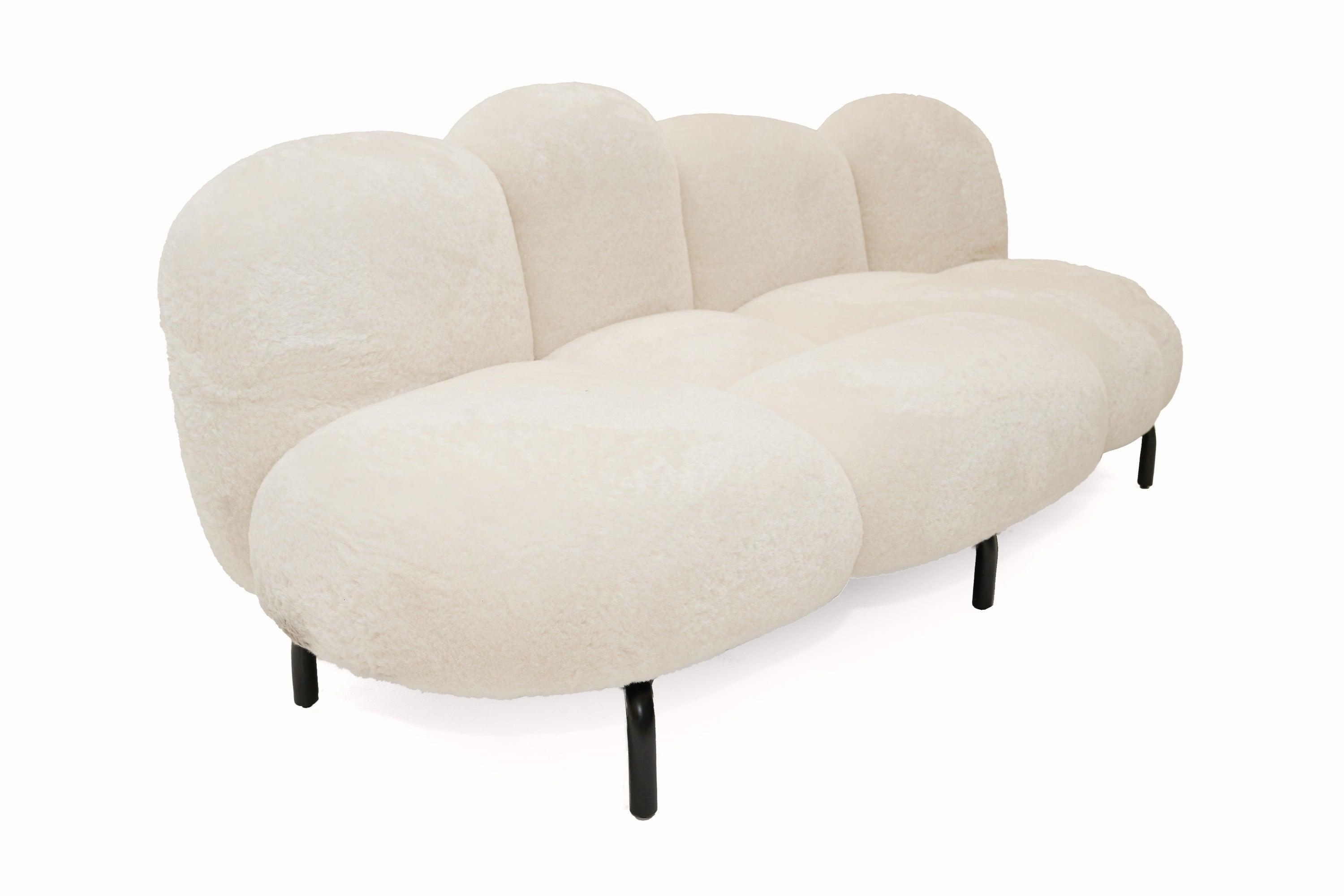 Glaster Contemporary Sherpa 88" Bubble Sofa