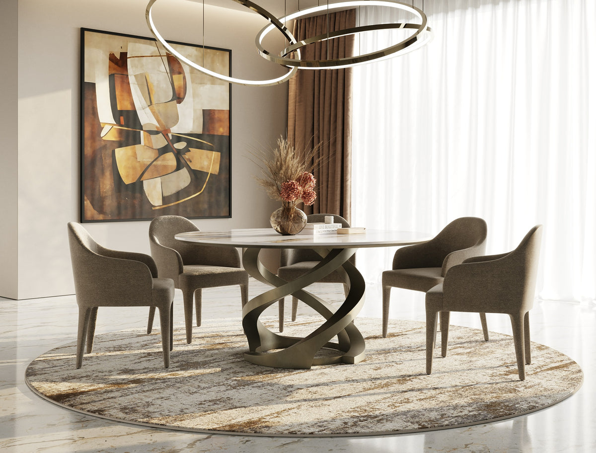 Goswell Modern Ceramic and Round Dining Table