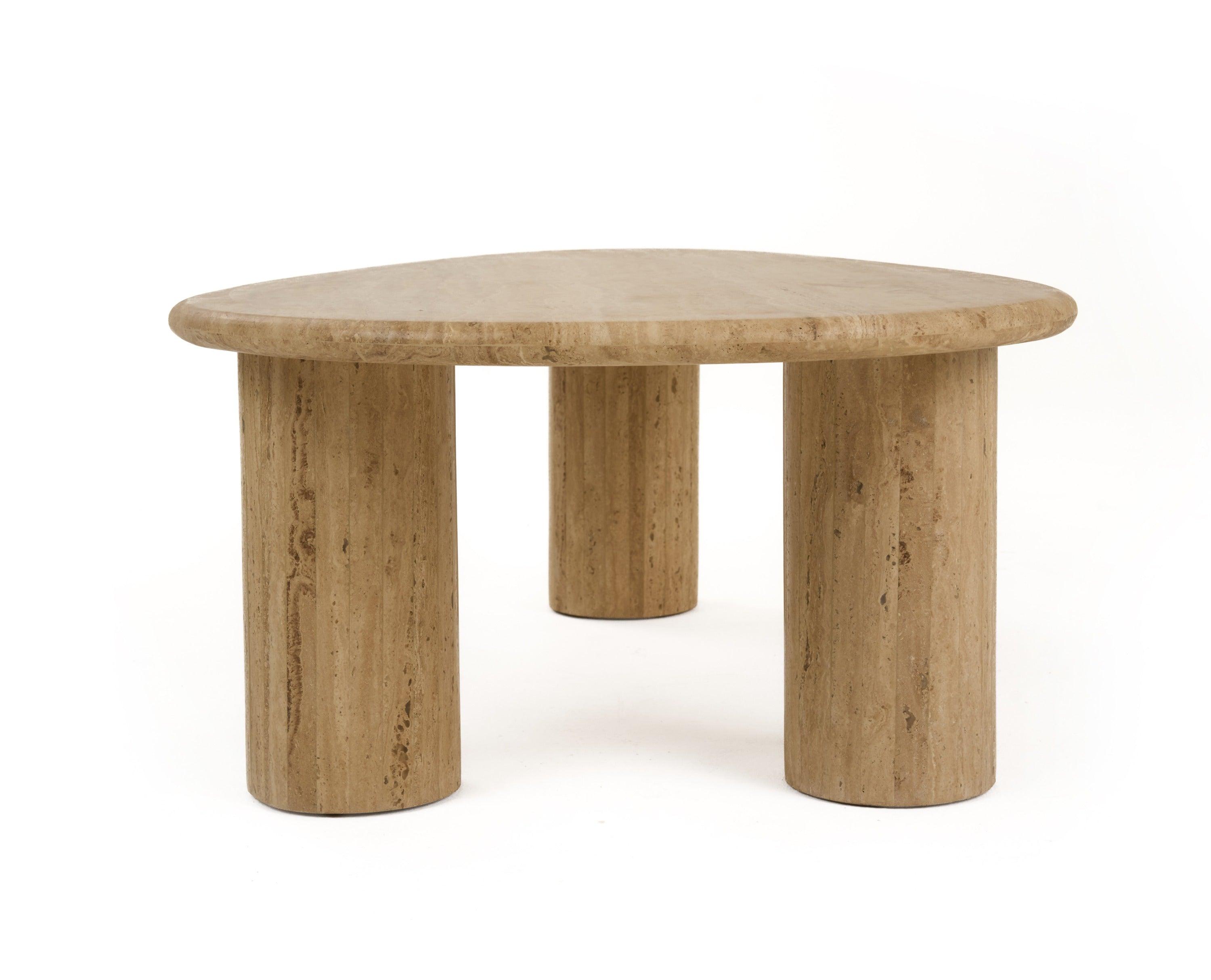 Gracemont Modern Travertine Marble Freeform Coffee Table