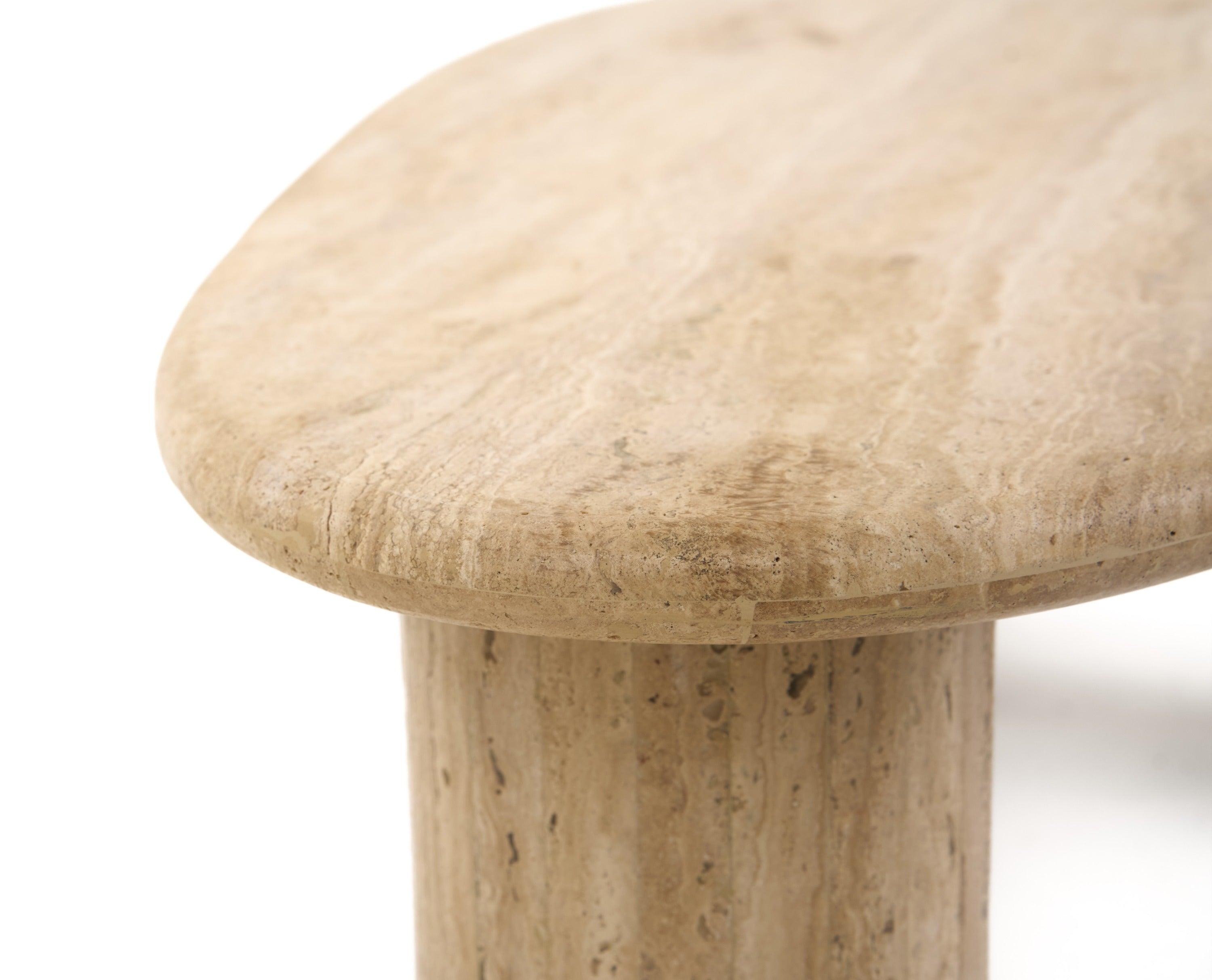 Gracemont Modern Travertine Marble Freeform Coffee Table