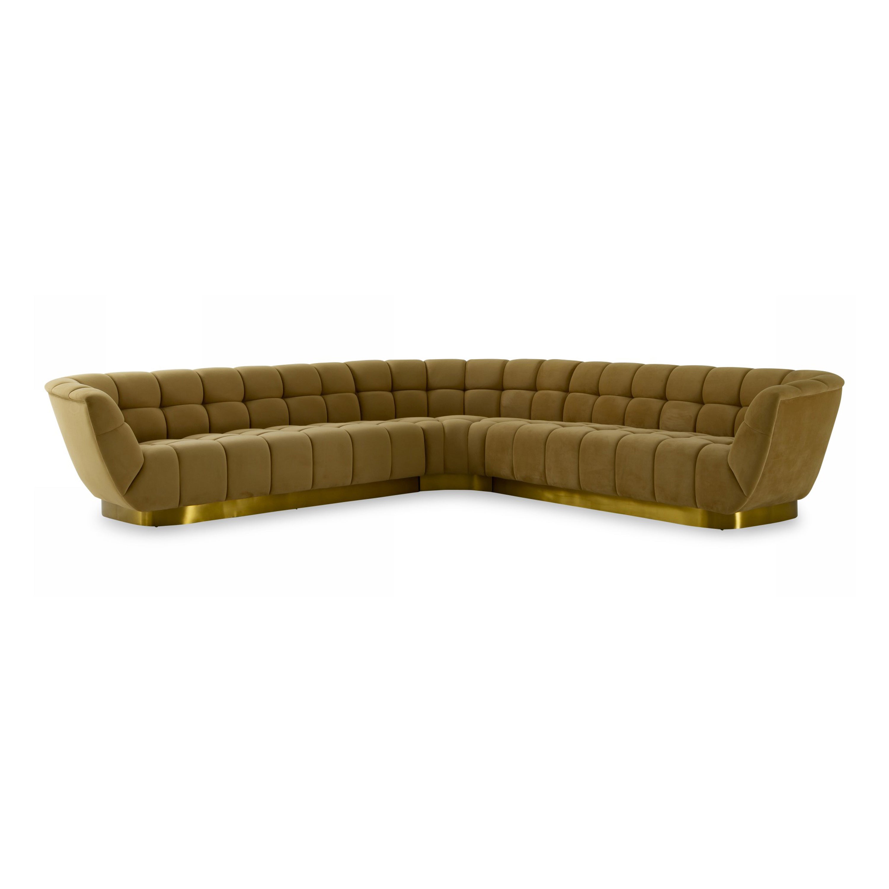 Granby Glam Mustard and Fabric Sectional Sofa