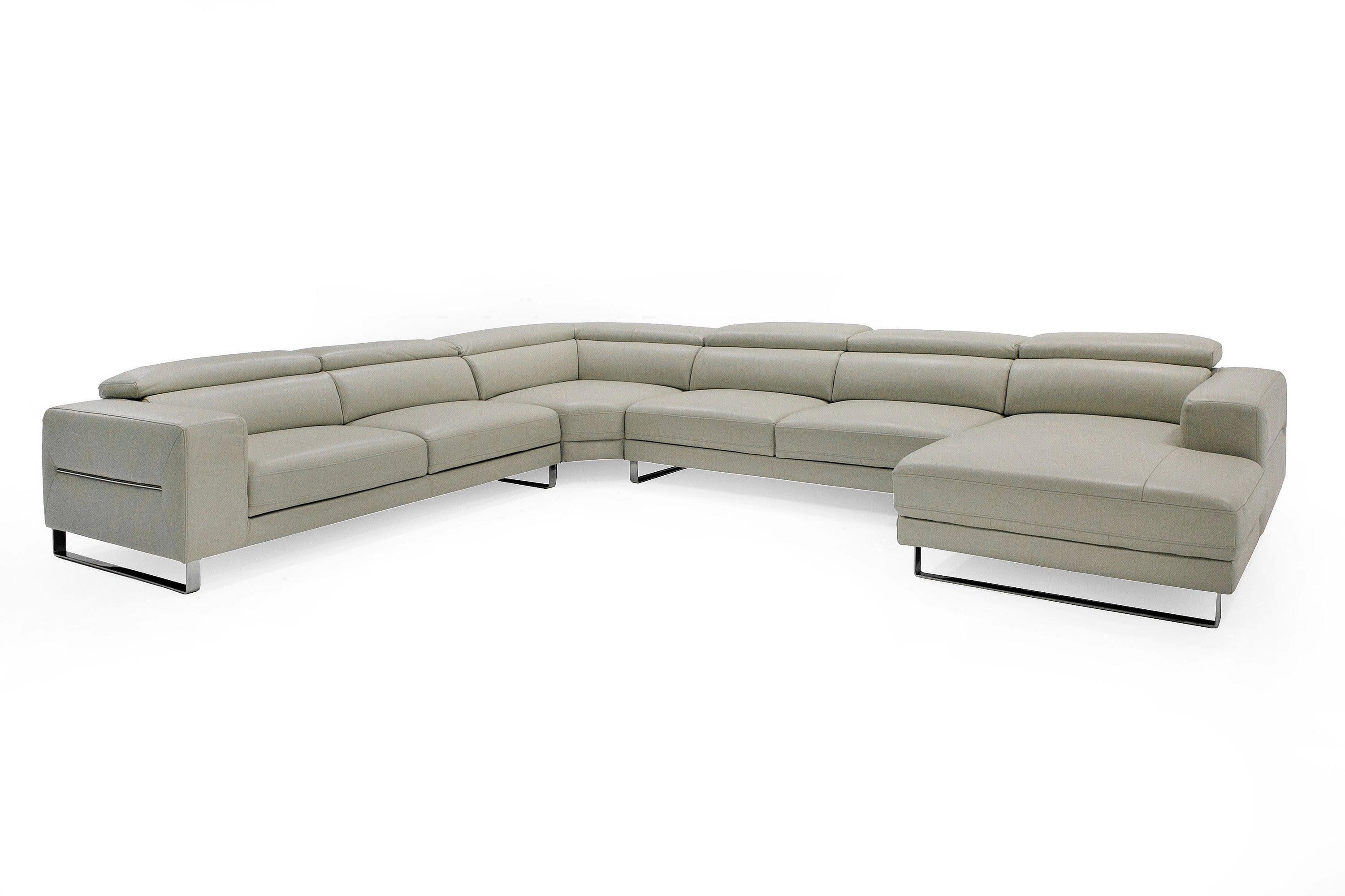 Hawkey Contemporary Leather RAF Chaise Sectional Sofa