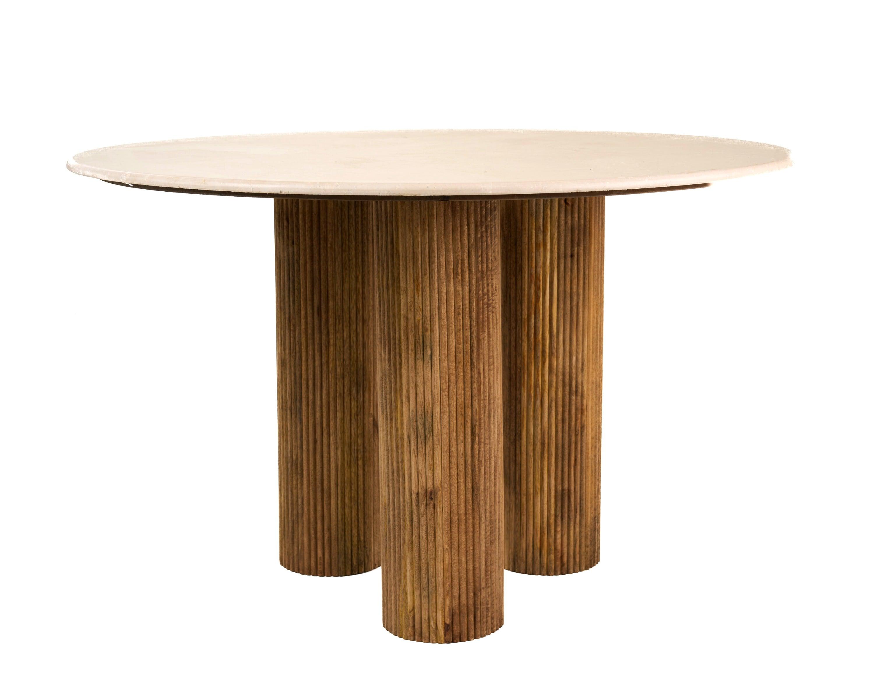 Modrest Hayden Modern Marble Wood Round Dining Table