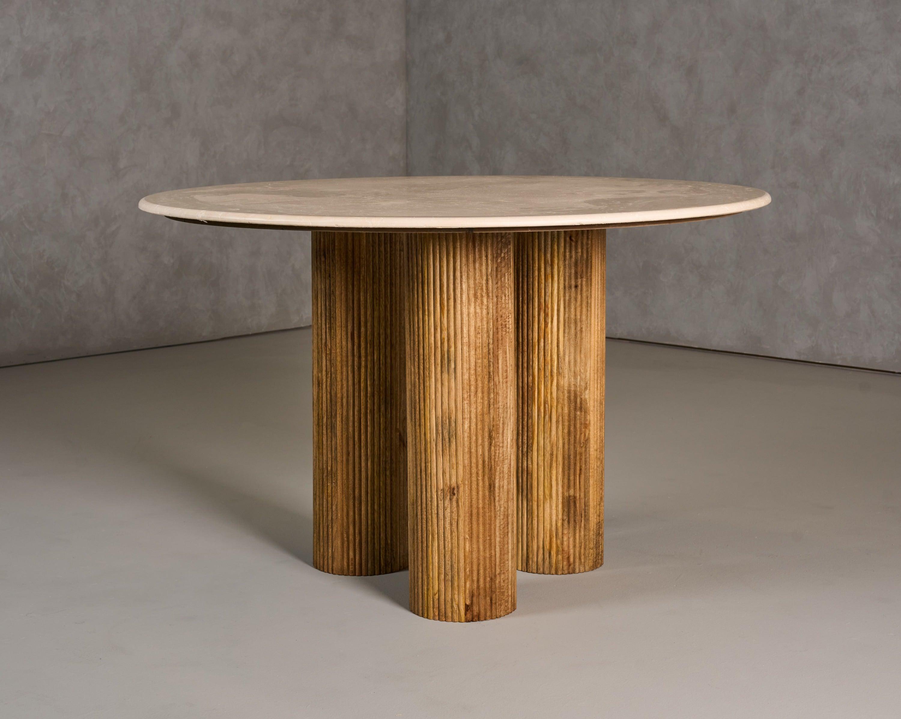 Hayden Modern Marble and Wood Round Dining Table