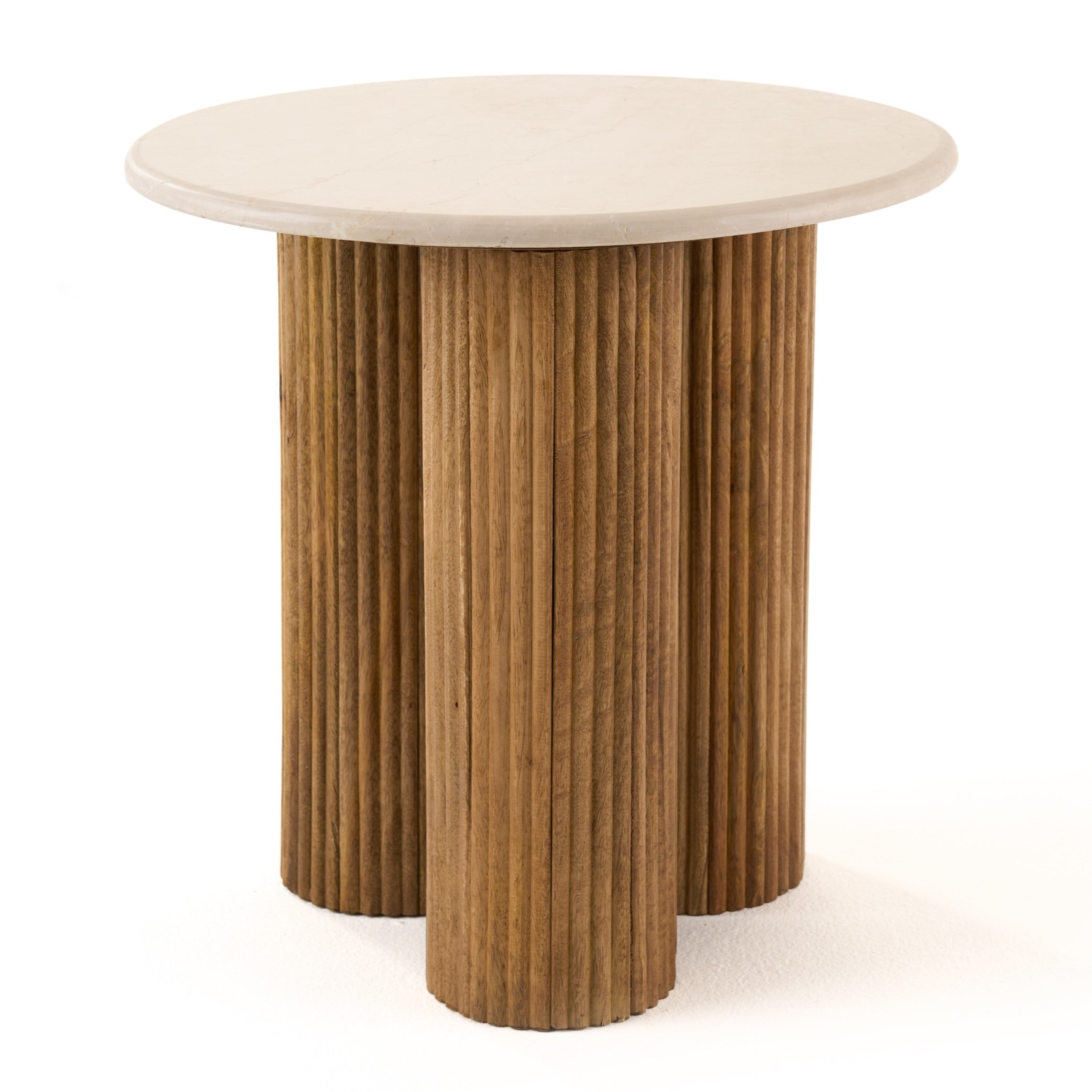 Hayden Modern Marble and Wood Round End Table