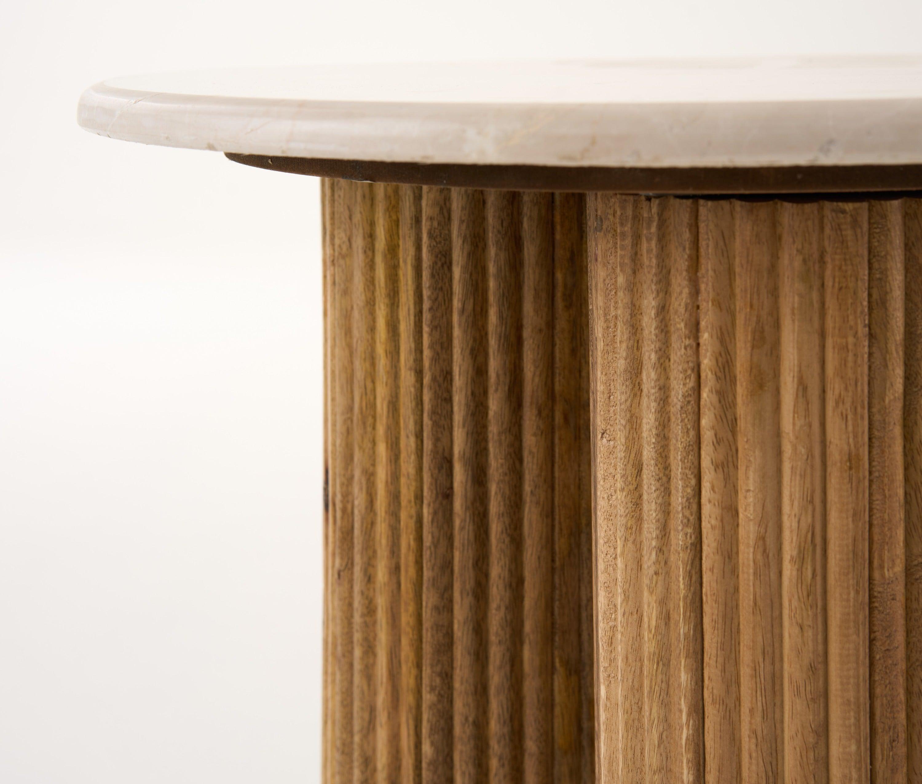 Modrest Hayden Modern Marble Wood Round End Table