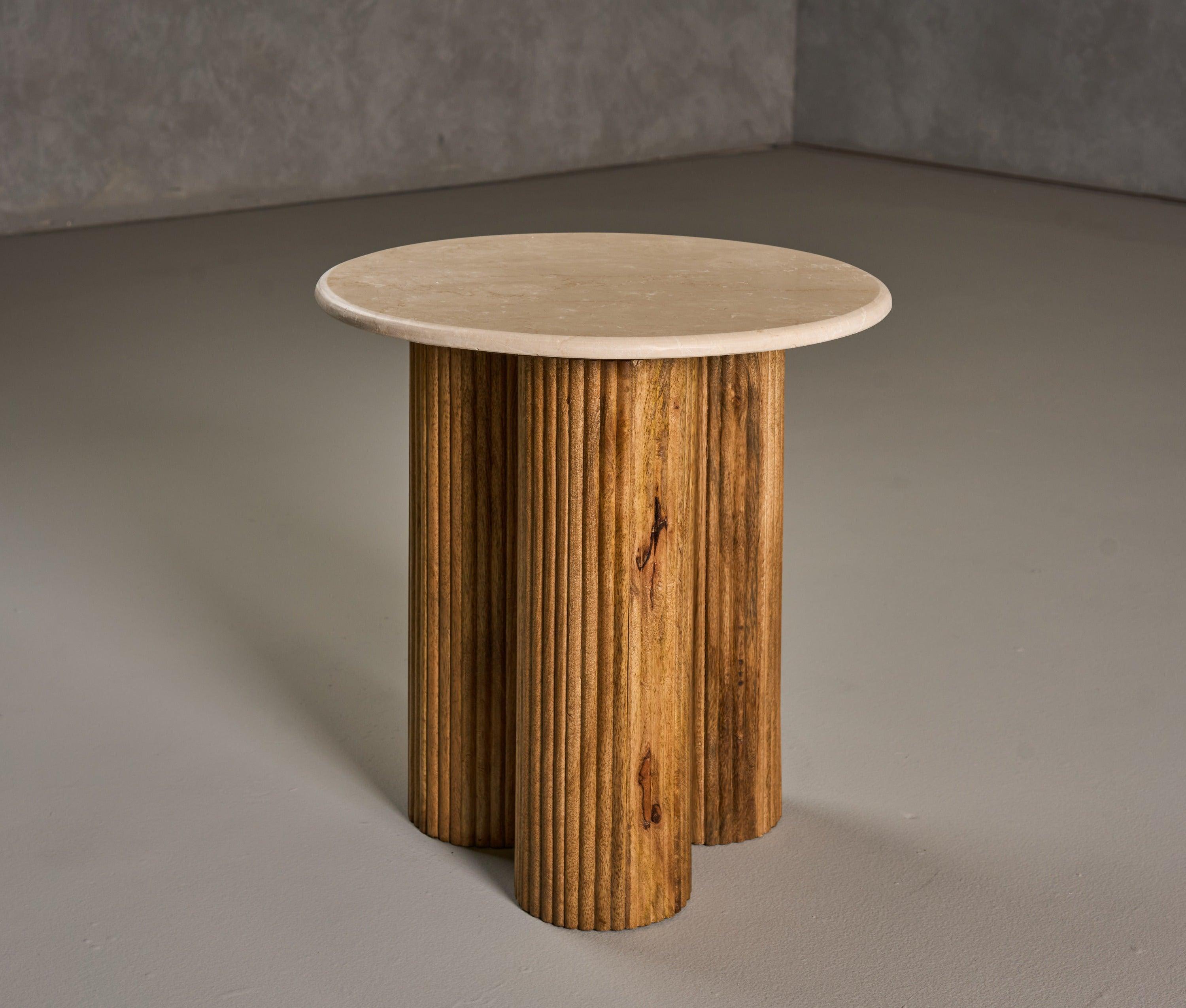 Modrest Hayden Modern Marble Wood Round End Table