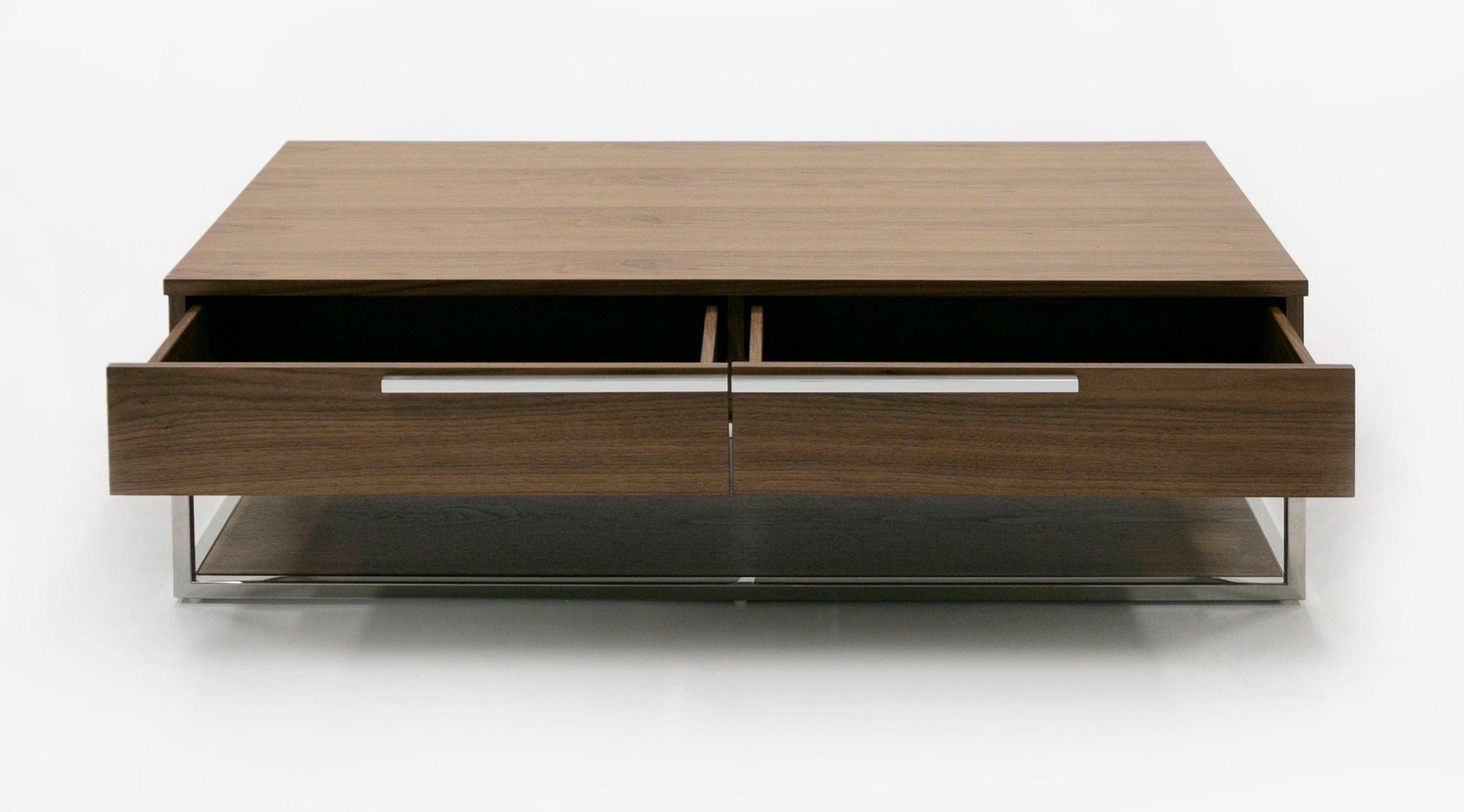 Modrest Heloise - Modern Walnut and Stainless Steel Coffee Table-Coffee Table-VIG-Wall2Wall Furnishings