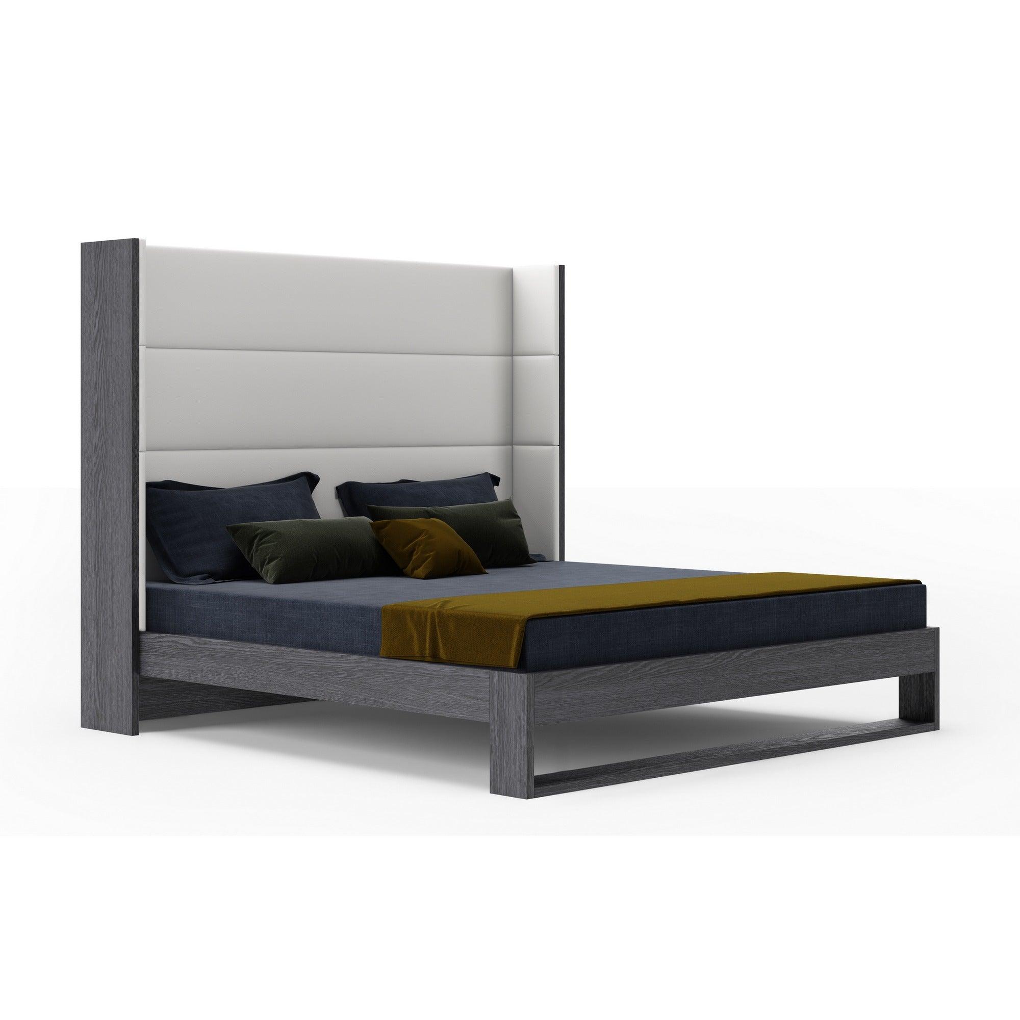 Heloise Contemporary Leather & Elm Trim Bed