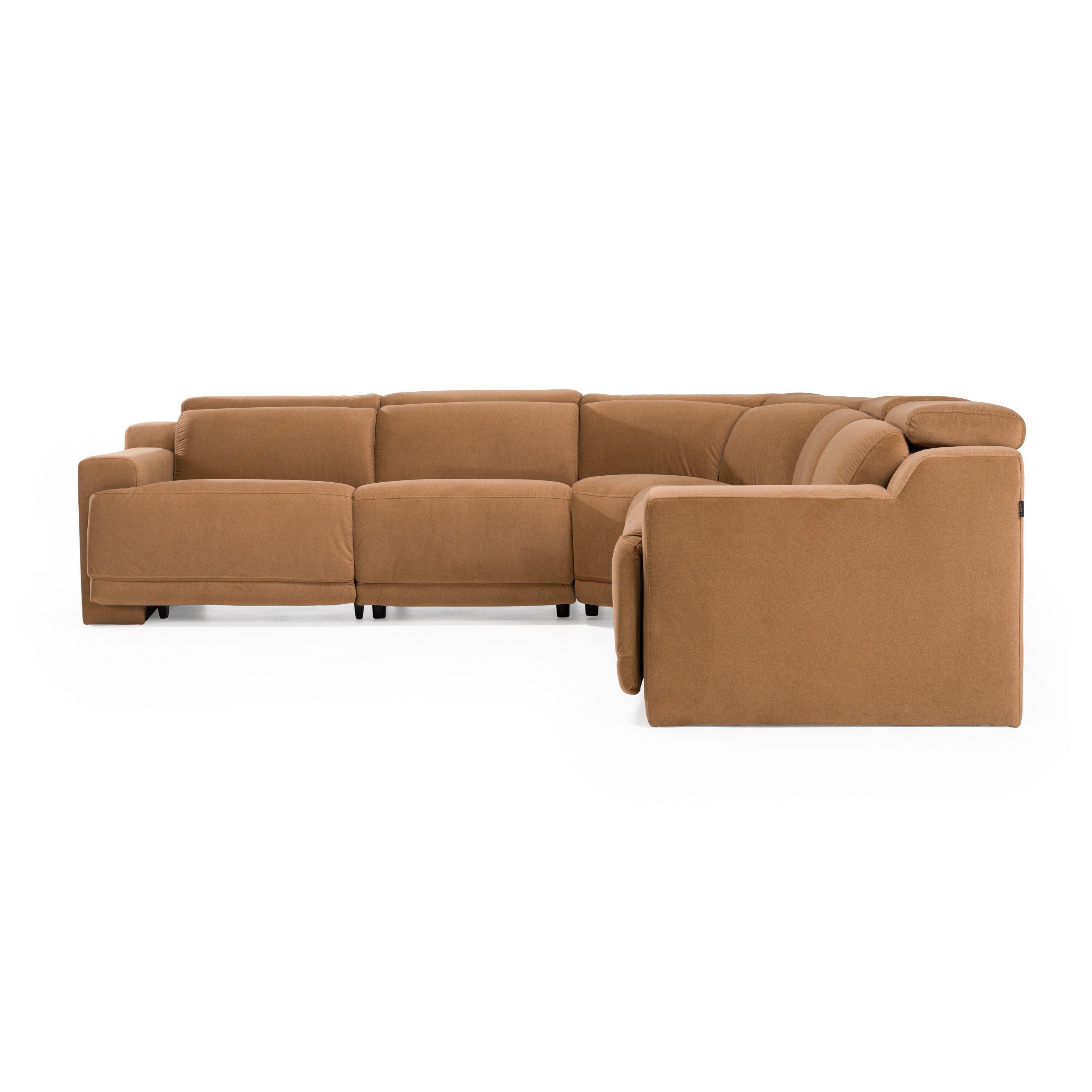 Horton Modern Fabric Sectional Sofa w/ 3 Recliners