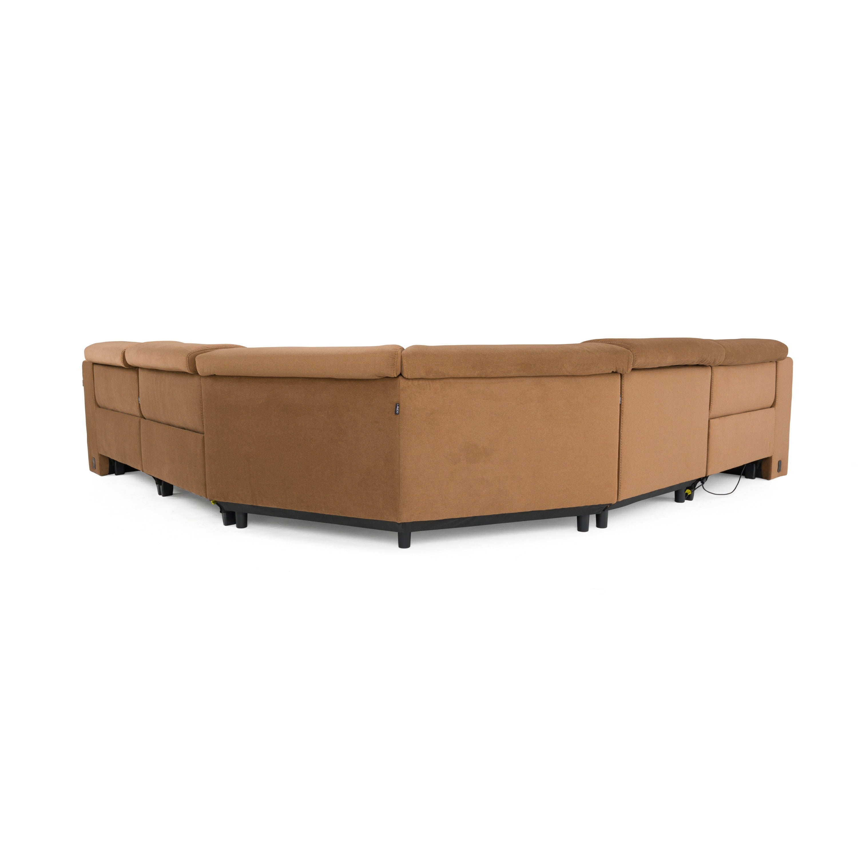 Horton Modern Fabric Sectional Sofa w/ 3 Recliners