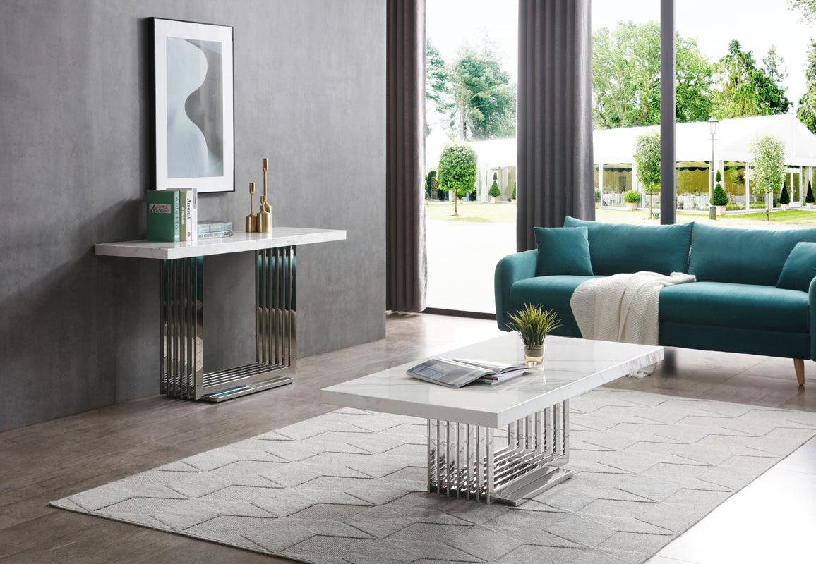 Kingsley Modern Marble & Stainless Steel Console Table