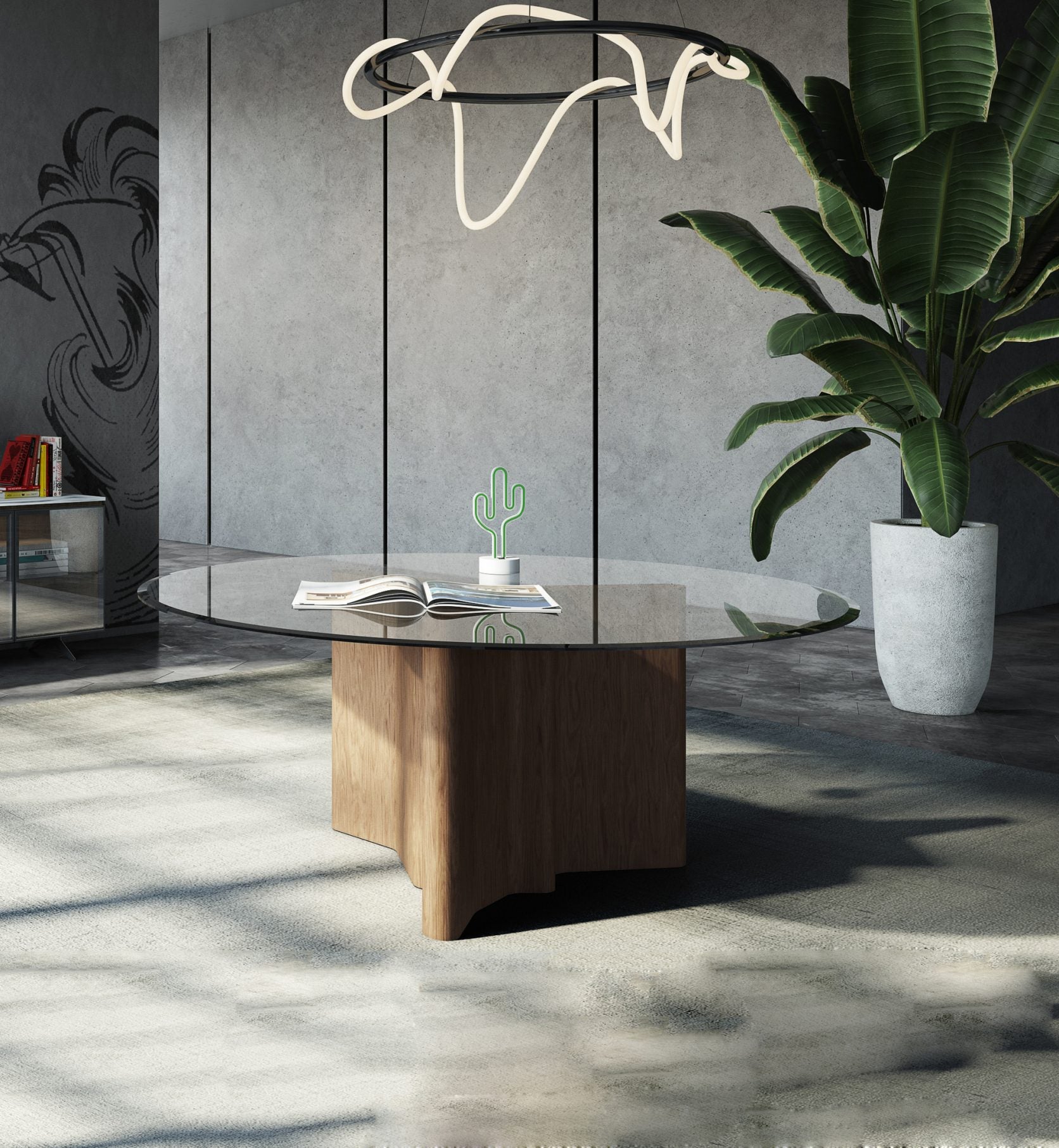 Kaye Modern Glass 71" Round Dining Table