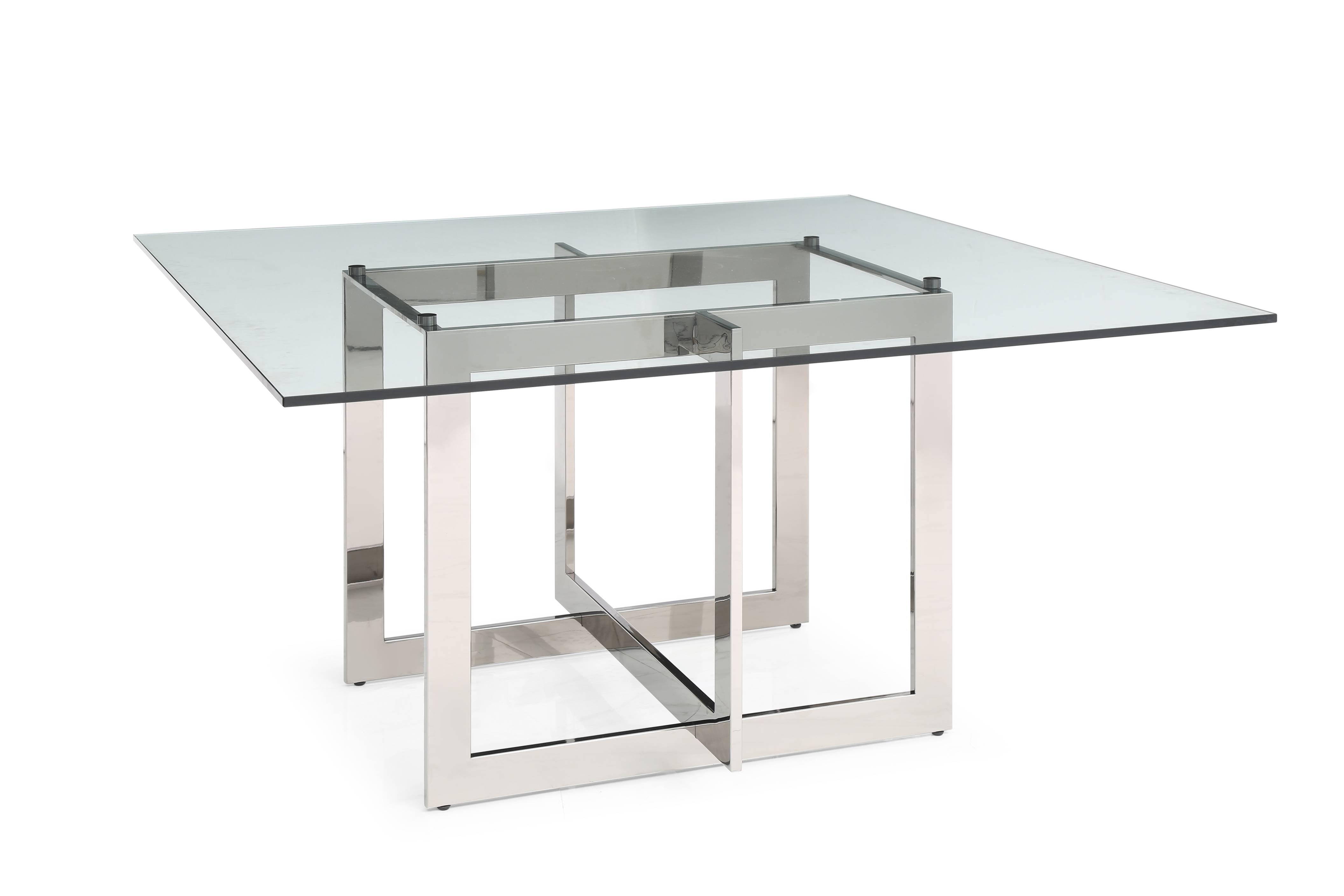 Keaton Square Modern Glass and Stainless Steel Dining Table