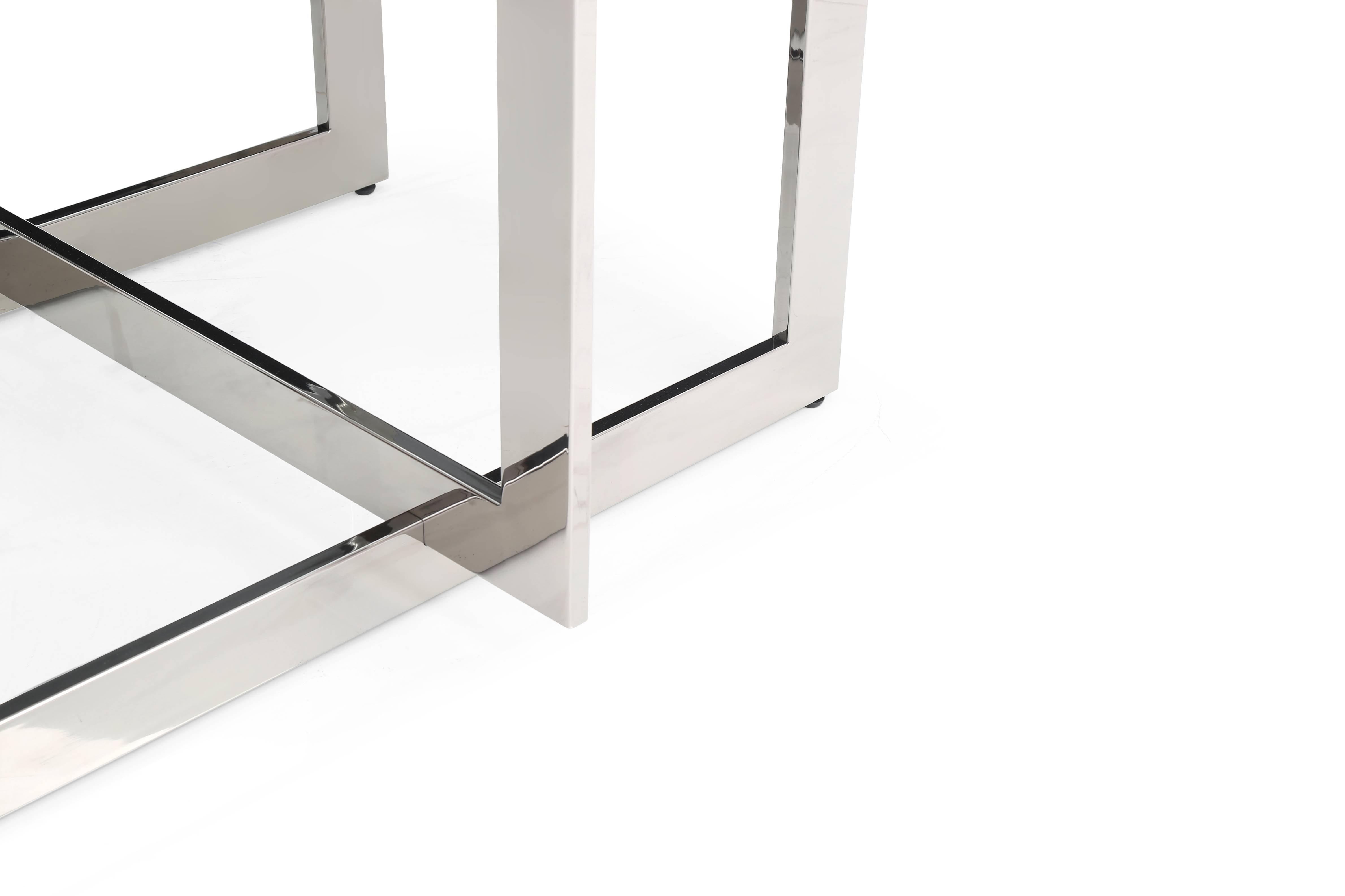 Keaton Square Modern Glass and Stainless Steel Dining Table