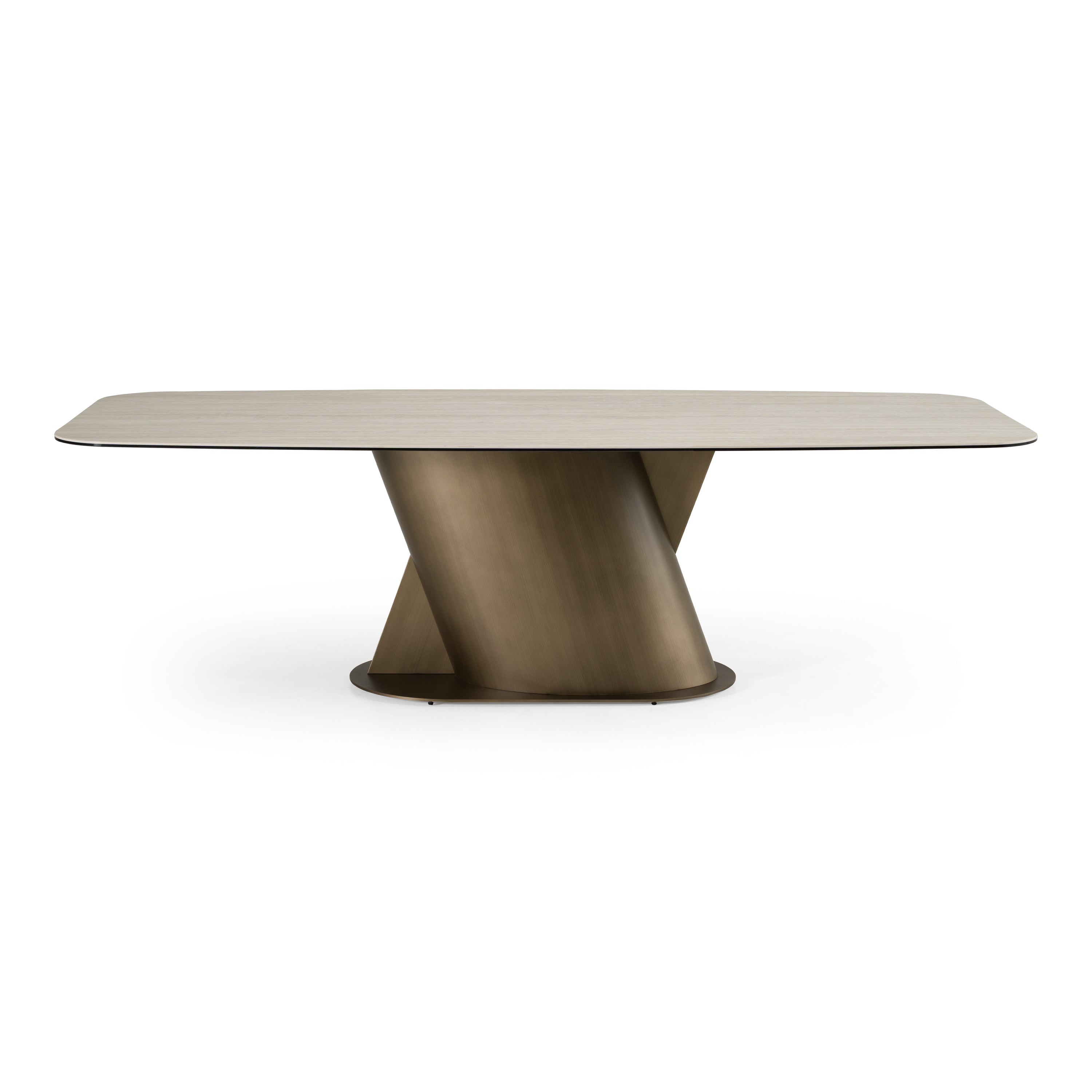 Kiefer Modern Faux Travertine Ceramic Dining Table