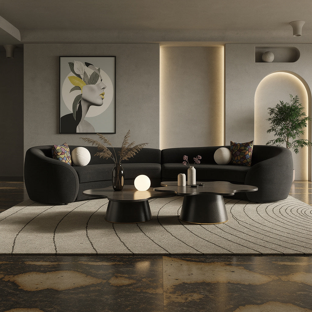 Kilmer Modern Curved Fabric Sectional Sofa