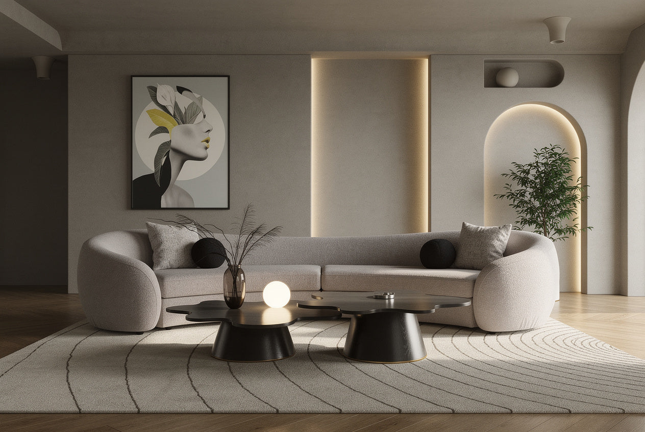 Kilmer Modern Curved Fabric Sectional Sofa