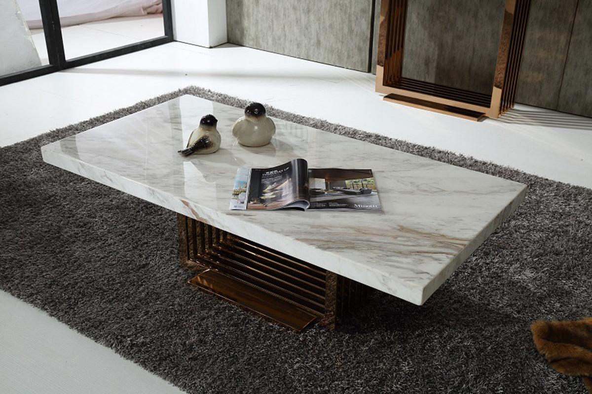 Modrest Kingsley Modern Marble & Rose Coffee Table-Coffee Table-VIG-Wall2Wall Furnishings