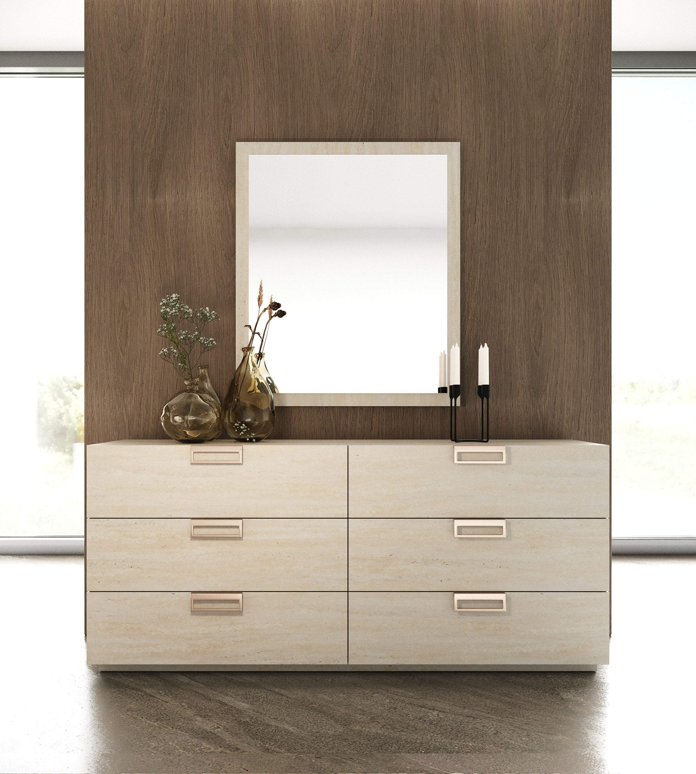 Lago Modern Faux Travertine Dresser