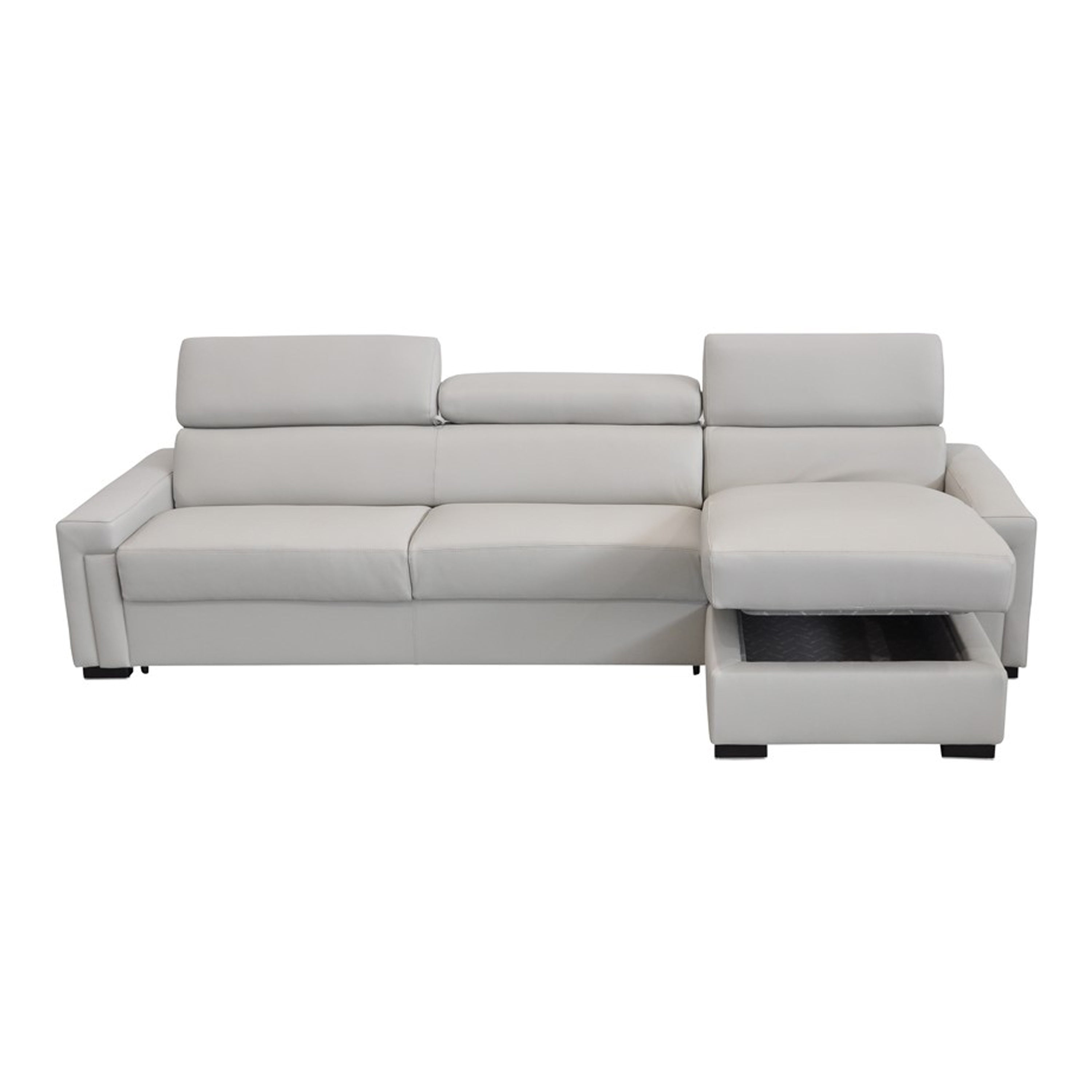 Sacha Modern Leather Reversible Sectional Sofa Bed with Storage