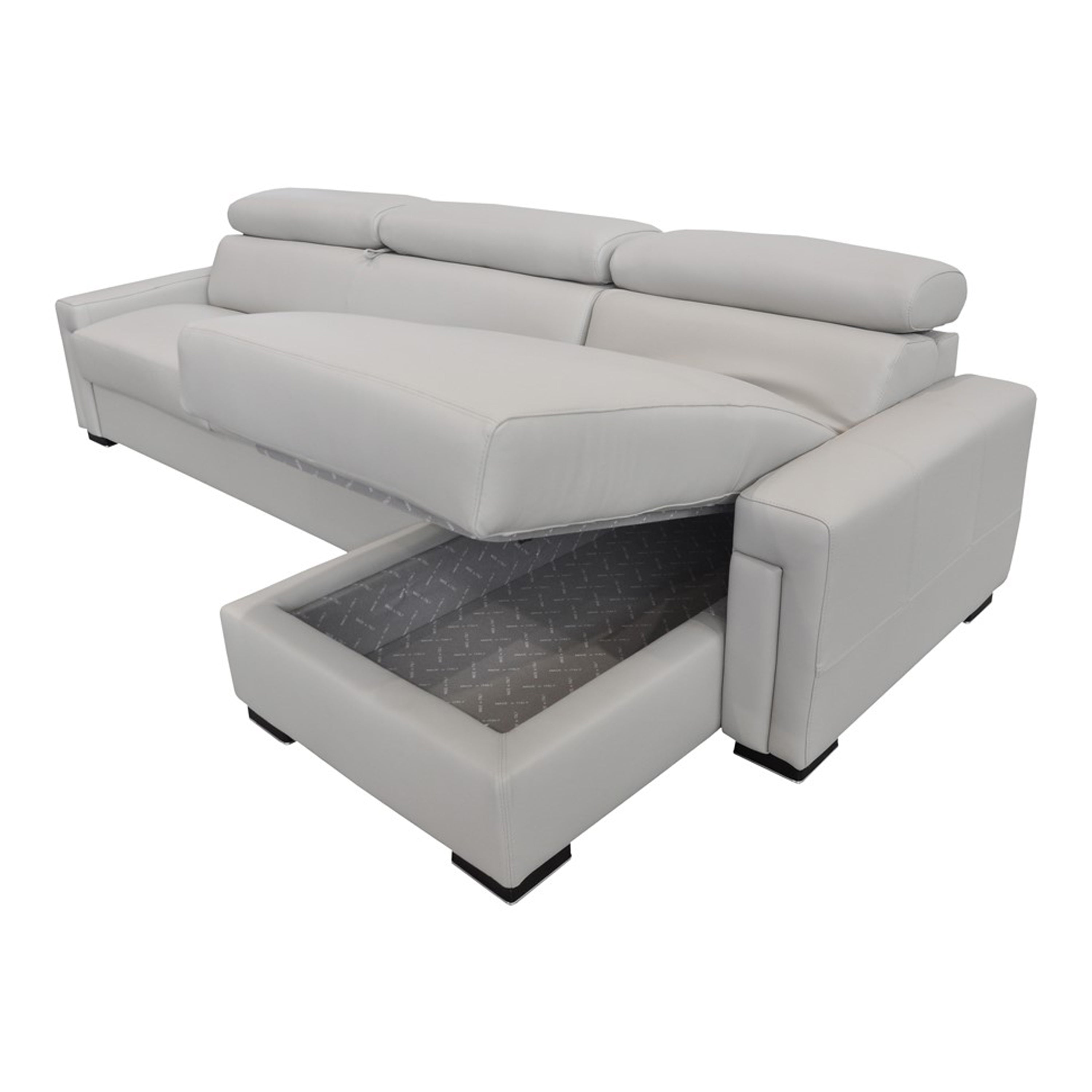 Sacha Modern Leather Reversible Sectional Sofa Bed with Storage