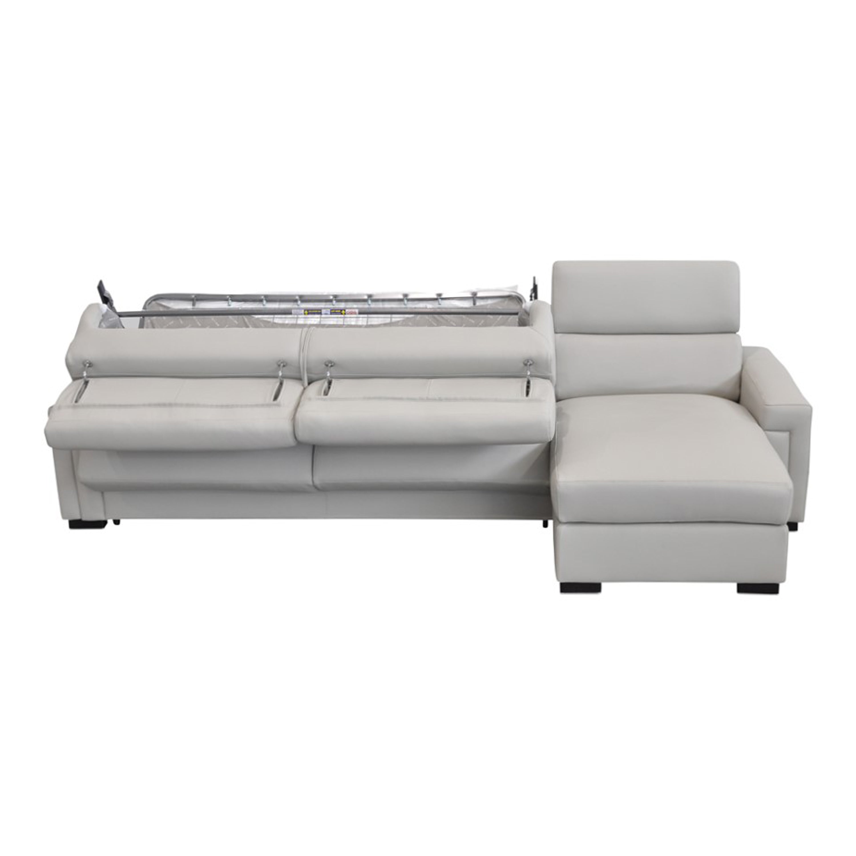 Sacha Modern Leather Reversible Sectional Sofa Bed with Storage