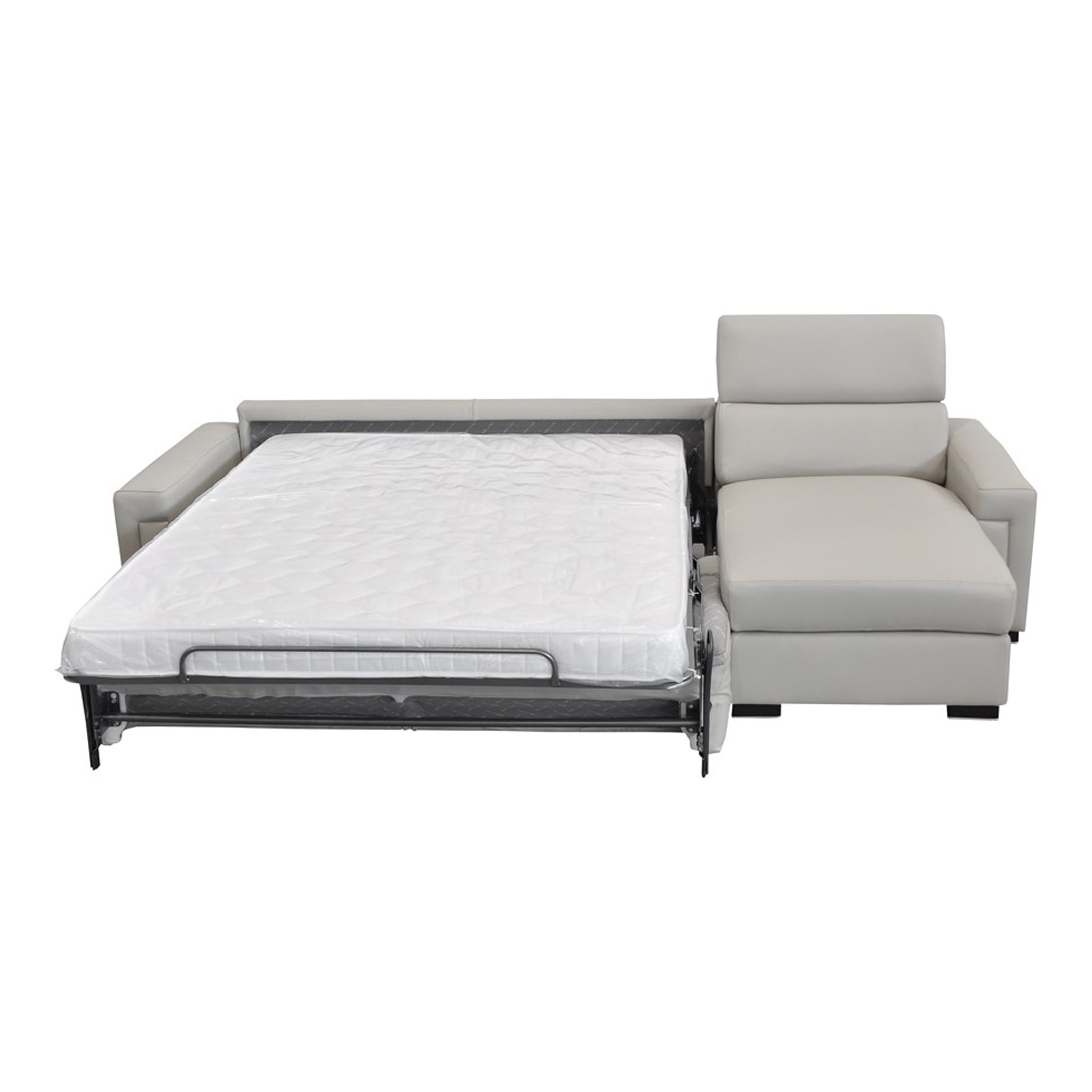 Sacha Modern Leather Reversible Sectional Sofa Bed with Storage