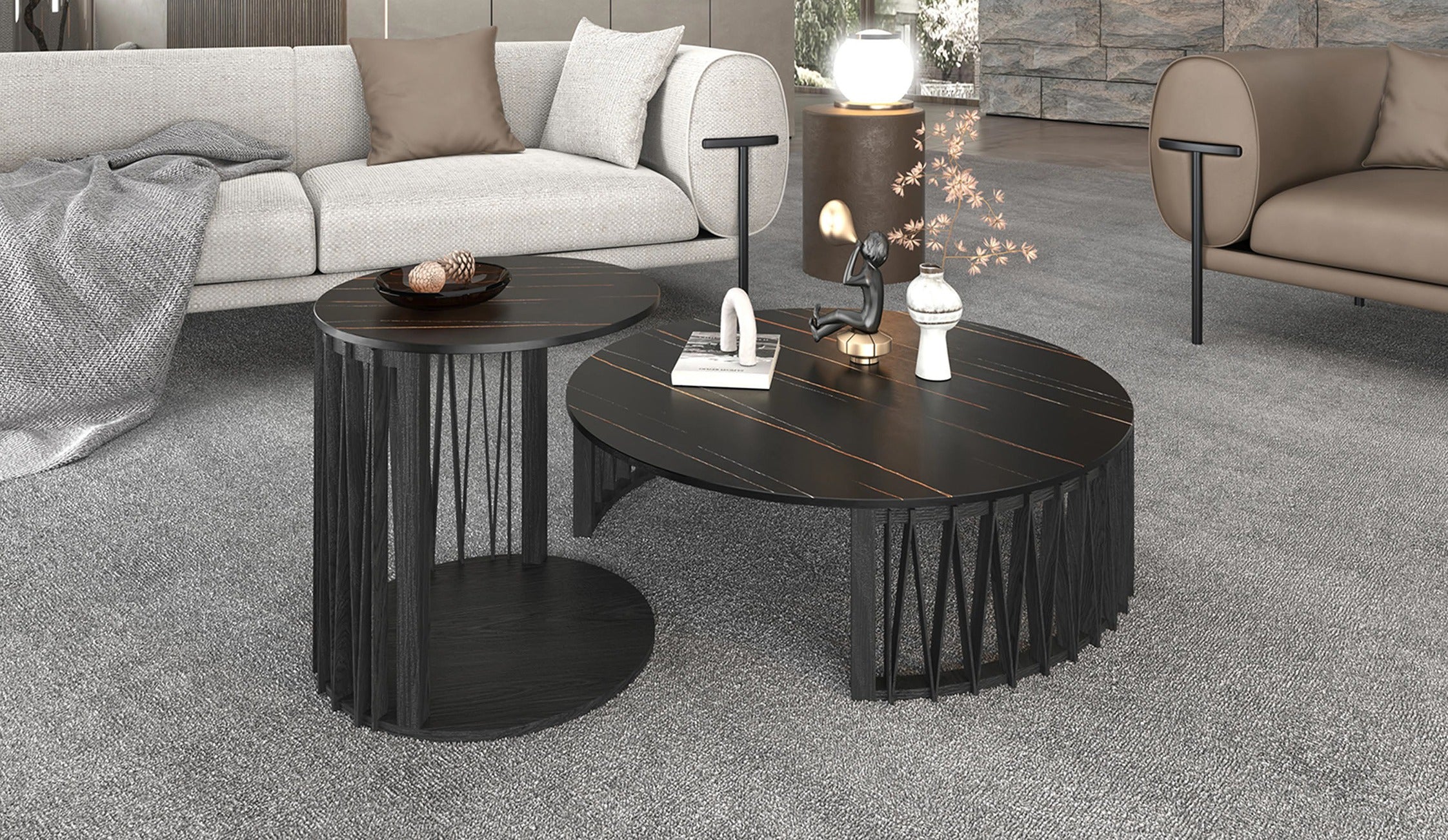 Modrest Larimer - Modern Round Coffee Table Set-Coffee Table-VIG-Wall2Wall Furnishings