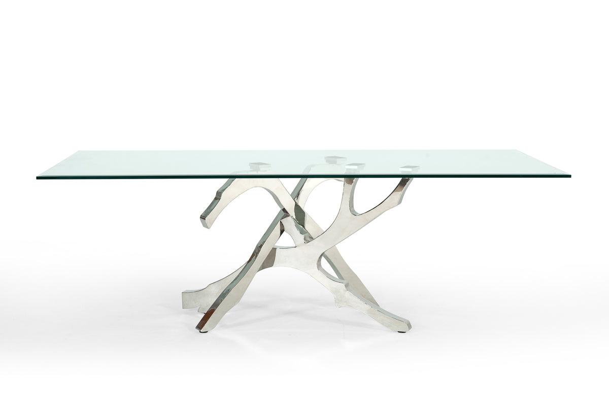 Legend Modern Glass and Stainless Steel Dining Table