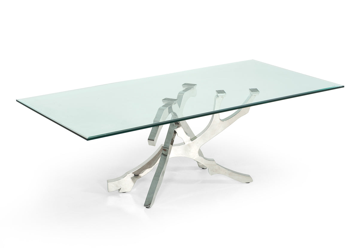Legend Modern Glass and Stainless Steel Dining Table
