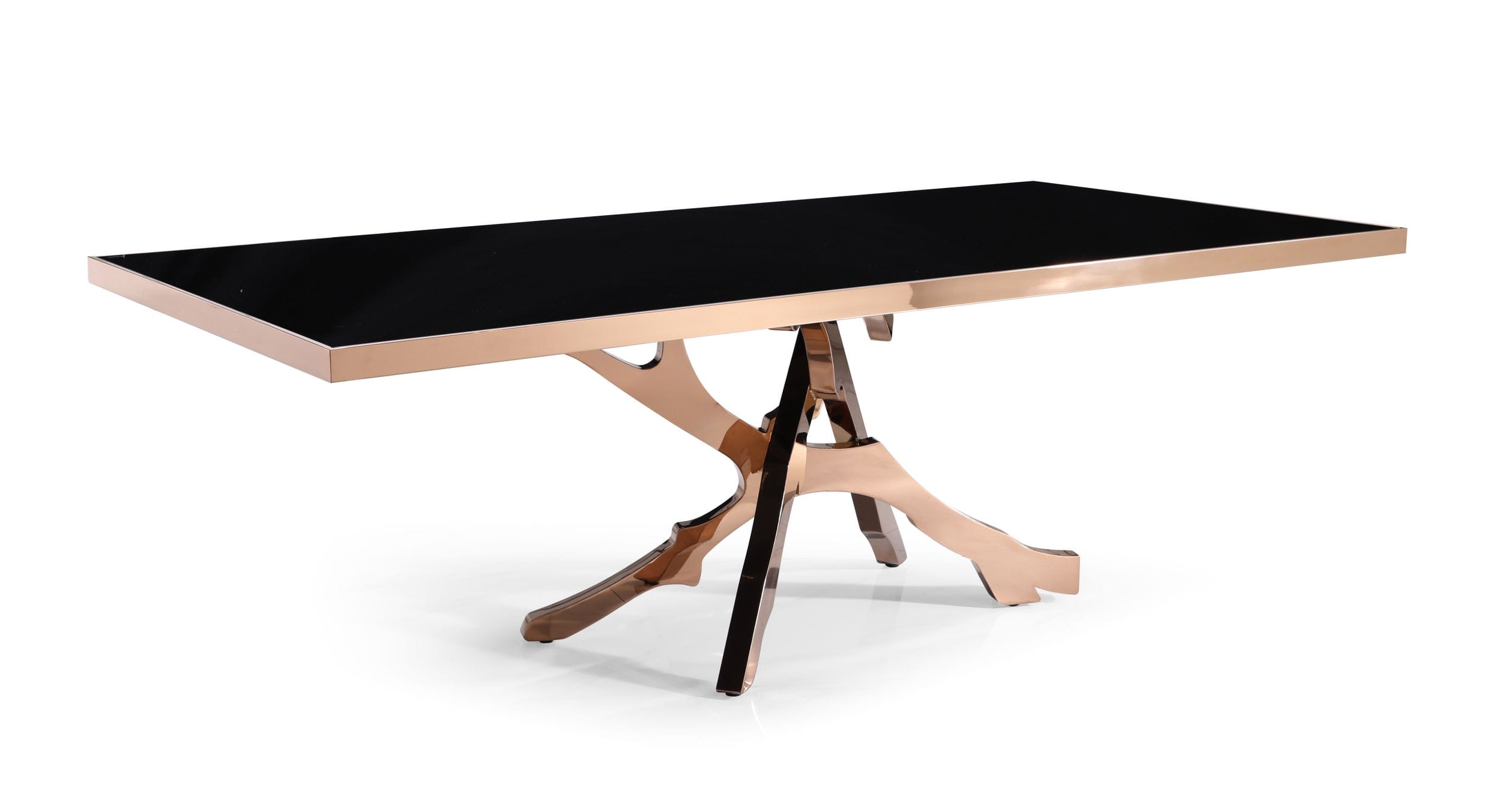 Legend - Modern Glass and Rosegold Dining Table