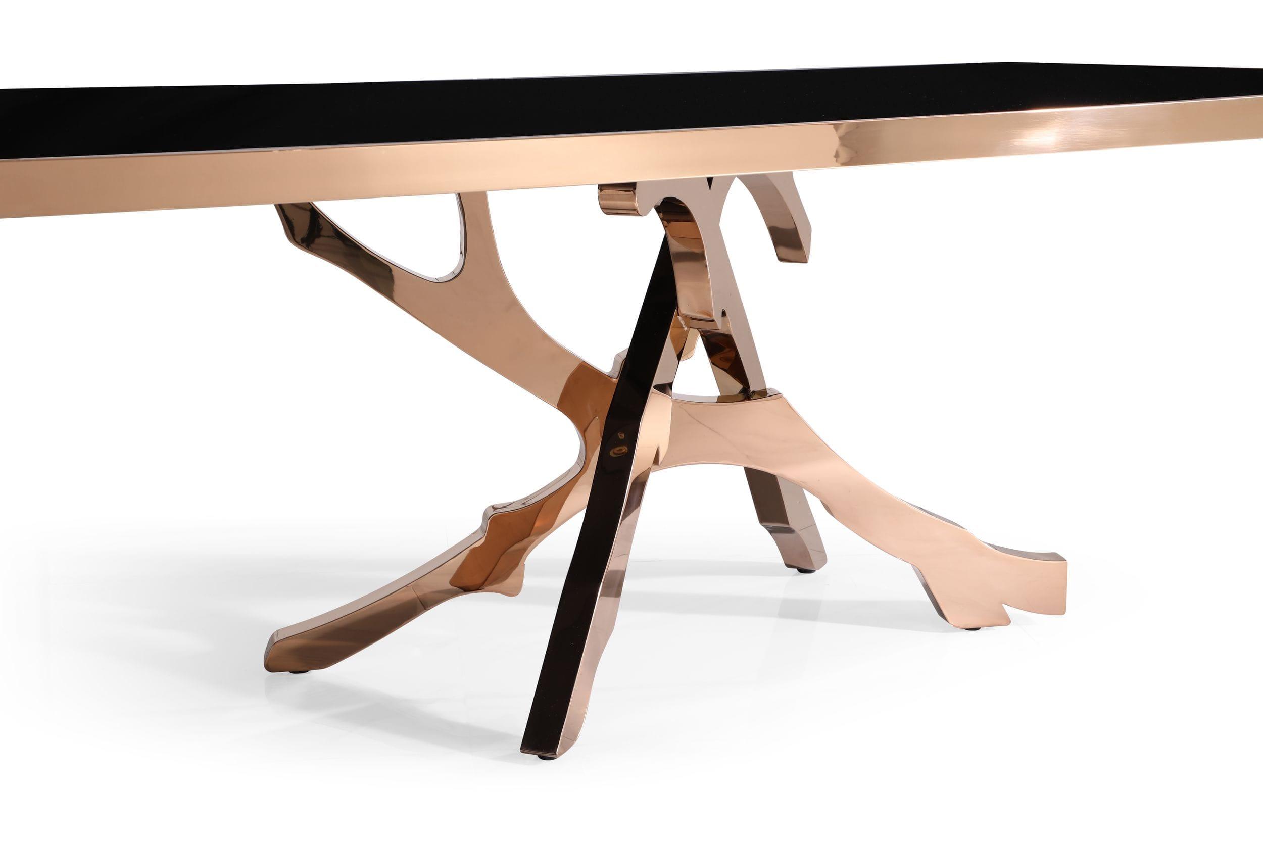 Legend - Modern Glass and Rosegold Dining Table